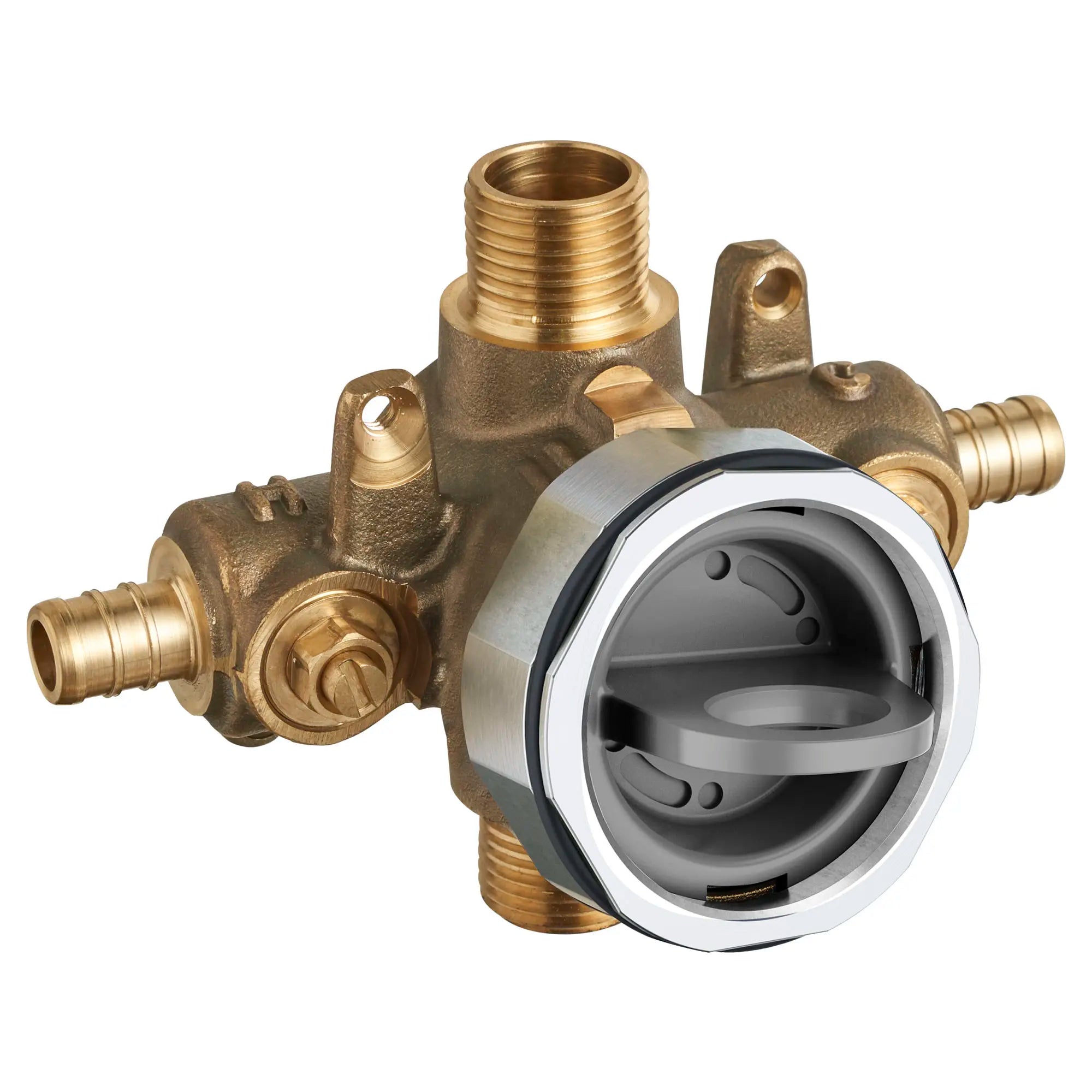 Flash® - Robinet brut de douche avec entrées de sertissage PEX/sorties universelles - robinets d’arrêt à tournevis // SANS FINI // 129436_RU107SS_3b_CDNwebp.webp