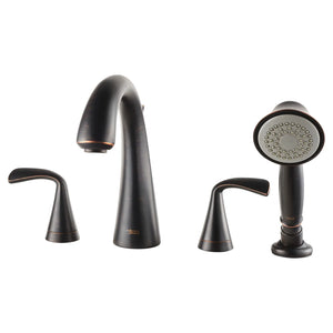 Fluent® Bathtub Faucet With  Lever Handles and Personal Shower for Flash® Rough-In Valve // LEGACY BRONZE // 130926_T186901278_CDNwebp.webp