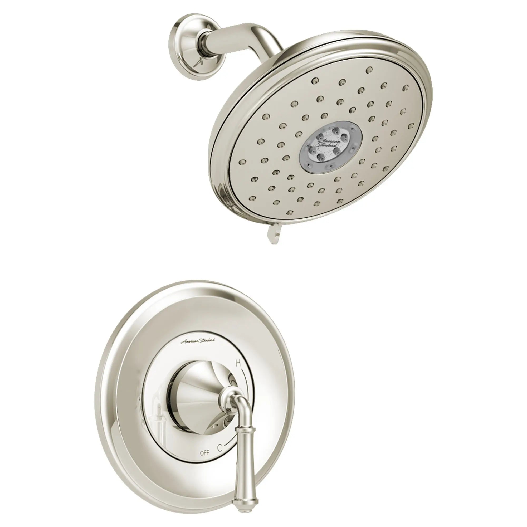 Delancey® - Ensemble de robinetterie pour douche 1,8 gpm/6,8 L/min incluant une pomme de douche 4 fonctions à économie d'eau et une poignée à levier // SHOWER / NICKEL POLI // 131674_TU052507013_1_0_CDNwebp.webp