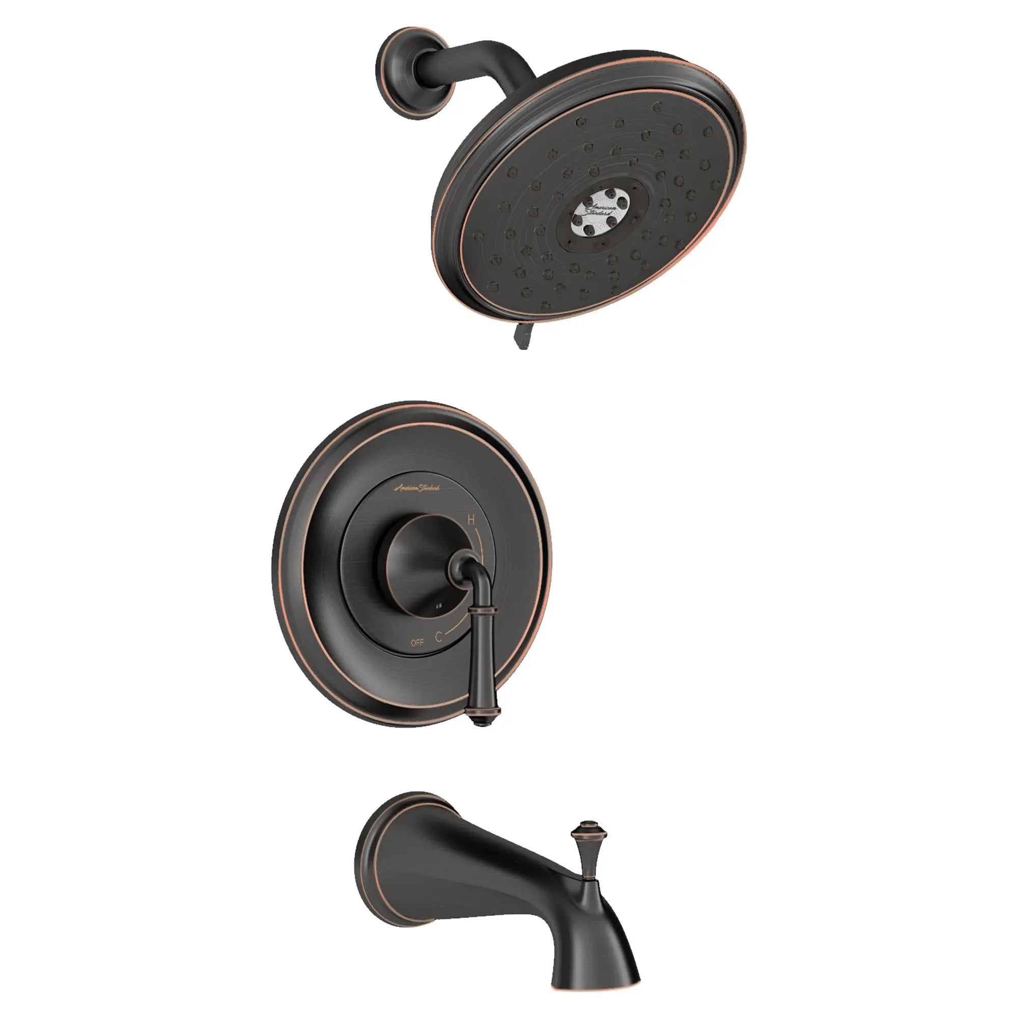 Delancey® - Ensemble de robinetterie pour baignoire/douche 1,8 gpm/6,8 L/min incluant une pomme de douche 4 fonctions à économie d'eau et une poignée à levier // TUB & SHOWER / BRONZE LEGACY // 131694_TU052508278_1_0_CDNwebp.webp