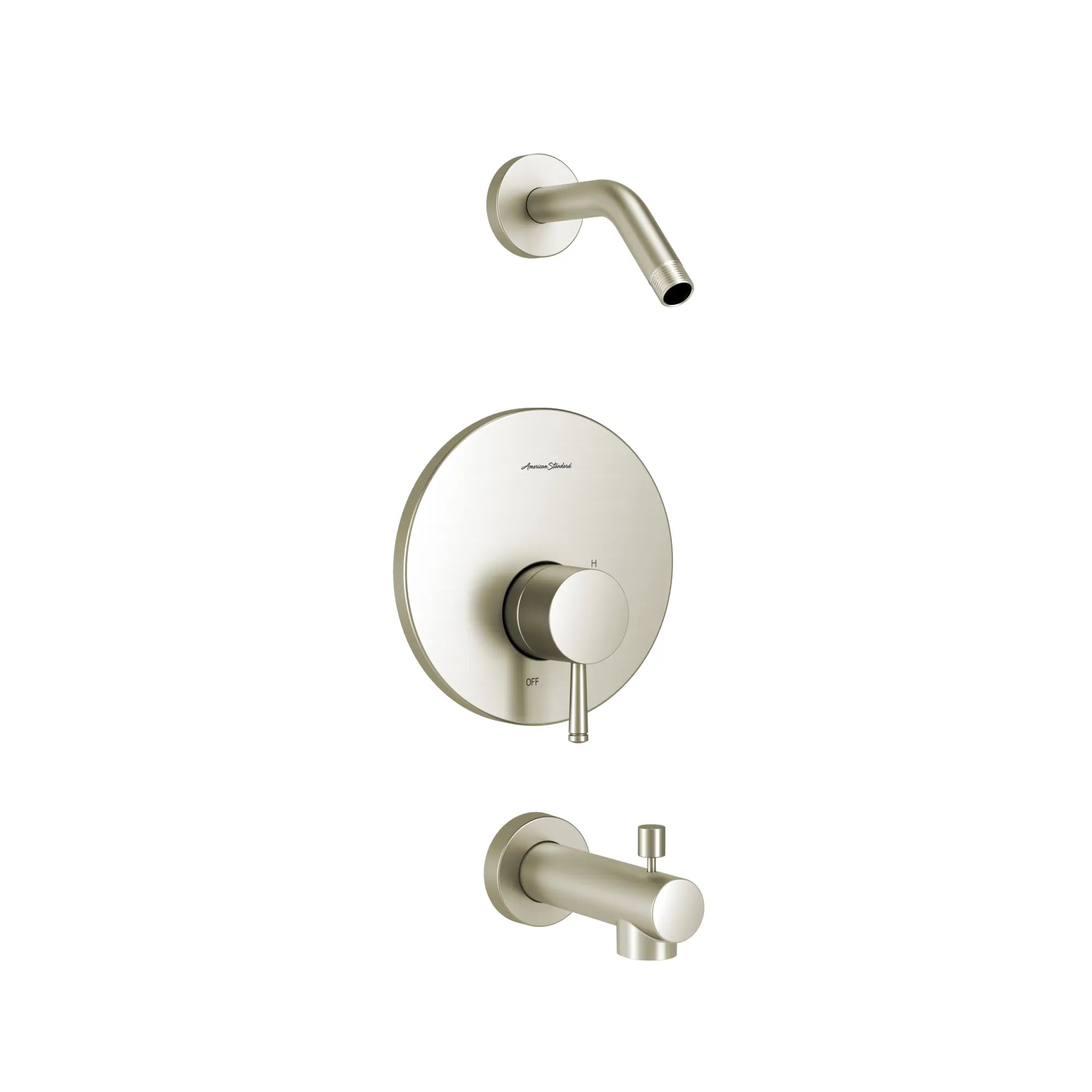 Serin® 2.5 gpm/9.5 L/min baignoire and Garniture de douche Pommeau de douche à 3 fonctions, cartouche à double équilibre de pression en céramique avec poignée à levier // NICKEL BROSSÉ // 131748_TU064502WDXH295_1_0_CDNwebp.webp