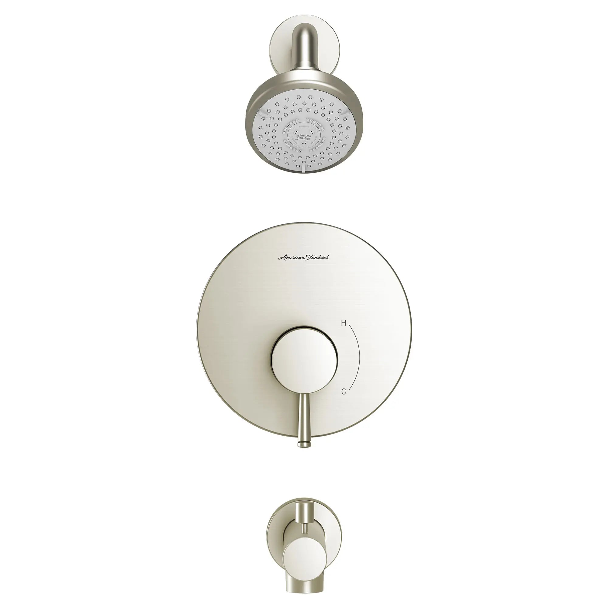 Serin® - Ensemble de robinetterie pour baignoire/ douche 1,75 gpm/6,6 L/min incluant une pomme de douche 3 fonctions à économie d'eau, une cartouche à pression équilibrée en double céramique et une poignée à levier // TUB & SHOWER / NICKEL BROSSÉ // 131763_TU064508295_0_CDNwebp.webp