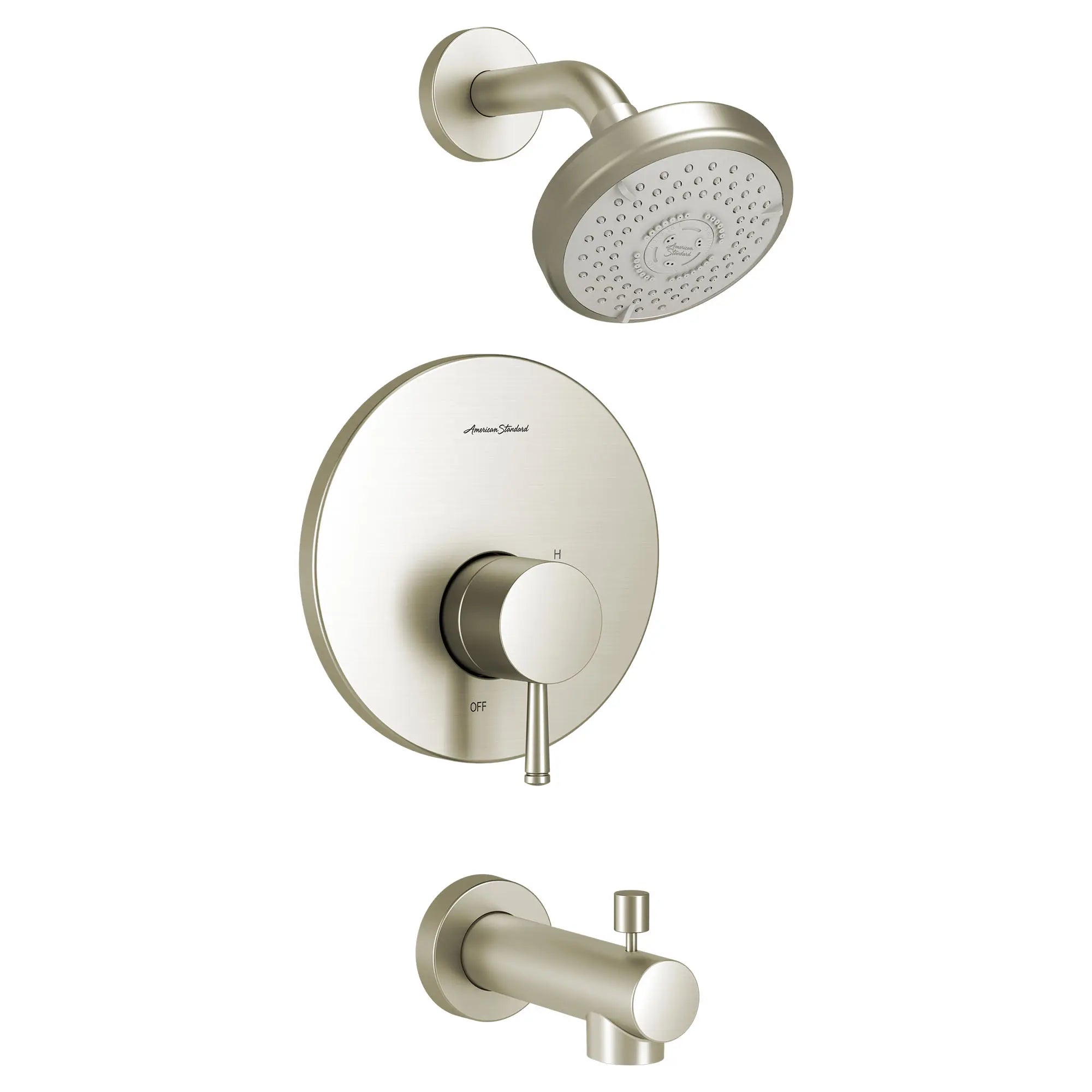 Serin® - Ensemble de robinetterie pour baignoire/ douche 1,75 gpm/6,6 L/min incluant une pomme de douche 3 fonctions à économie d'eau, une cartouche à pression équilibrée en double céramique et une poignée à levier // TUB & SHOWER / NICKEL BROSSÉ // 131767_TU064508295_1_0_CDNwebp.webp