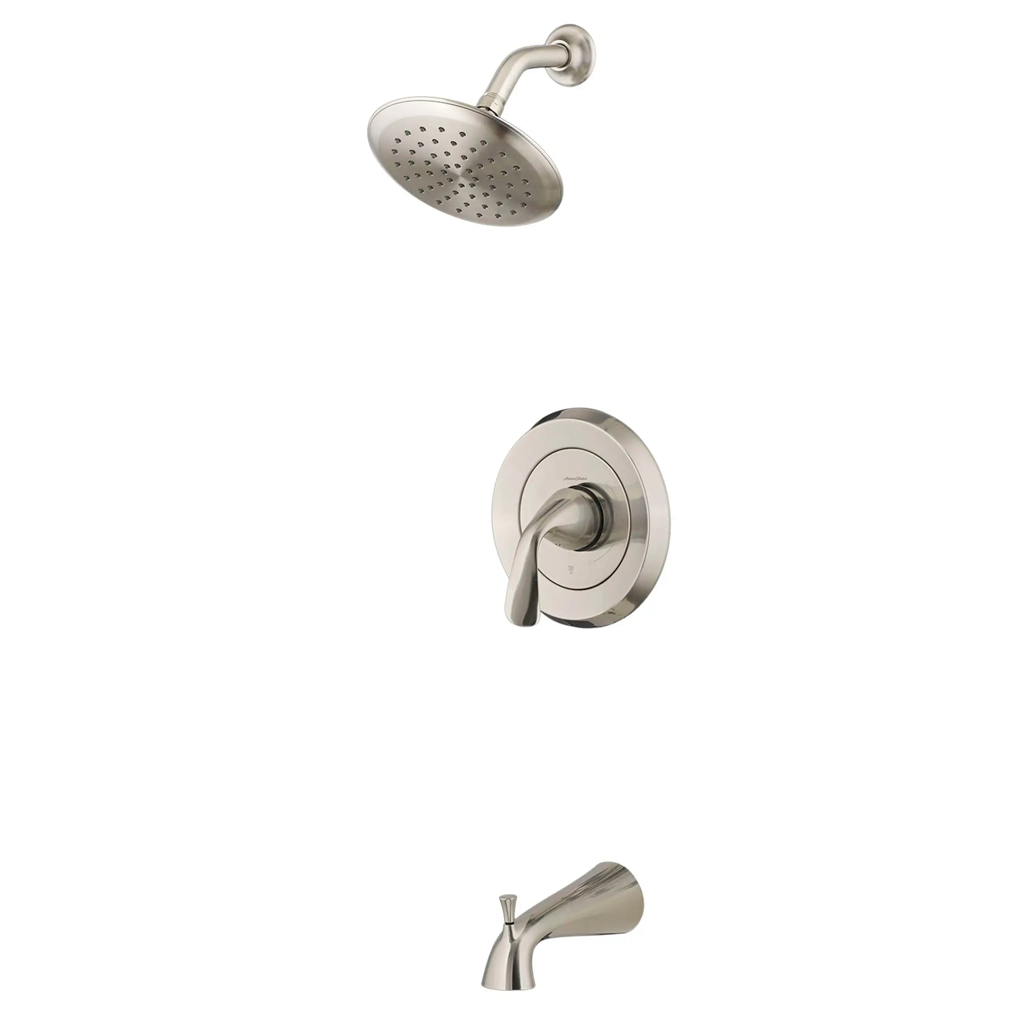 Fluent® - Ensemble de robinetterie pour baignoire/douche 1,8 gpm/6,8 L/min incluant une pomme de douche à économie d'eau, une cartouche à pression équilibrée en double céramique et une poignée à levier // NICKEL BROSSÉ // 132089_TU186508295_1_0_CDNwebp.webp
