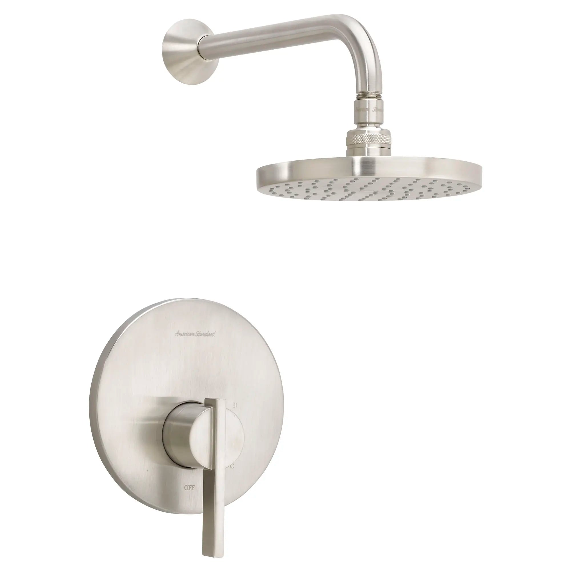 Ensemble de garniture pour douche Boulevard, 2,5 gpm/9,5 L/min avec pomme de douche à jet pluie, cartouche double en céramique à pression équilibrée et poignée à levier // NICKEL BROSSÉ // 132425_TU431501295_0_CDNwebp.webp
