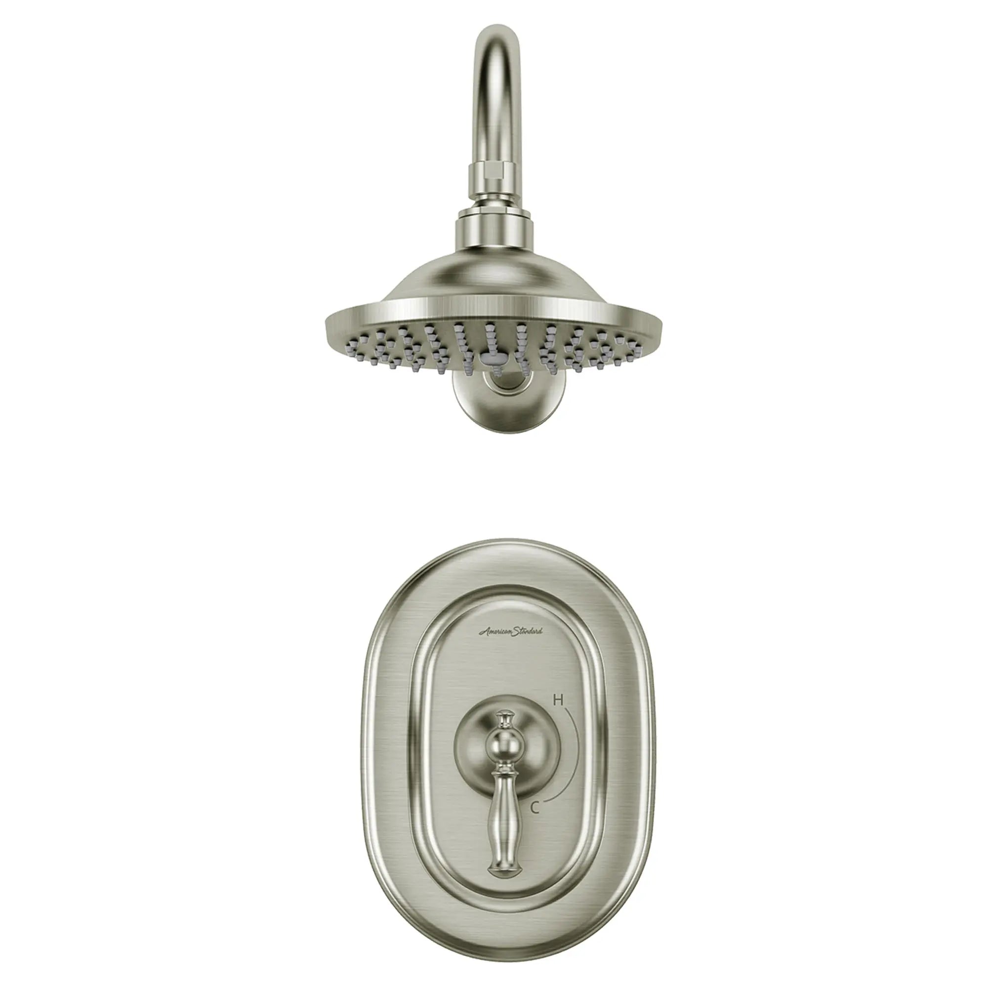 Quentin 2.5 gpm/9.5 L/min Garniture de douche avec pomme de douche pluie,   cartouche à double équilibre de pression en céramique avec poignée à levier // NICKEL BROSSÉ // 132443_TU440501295_0_CDNwebp.webp