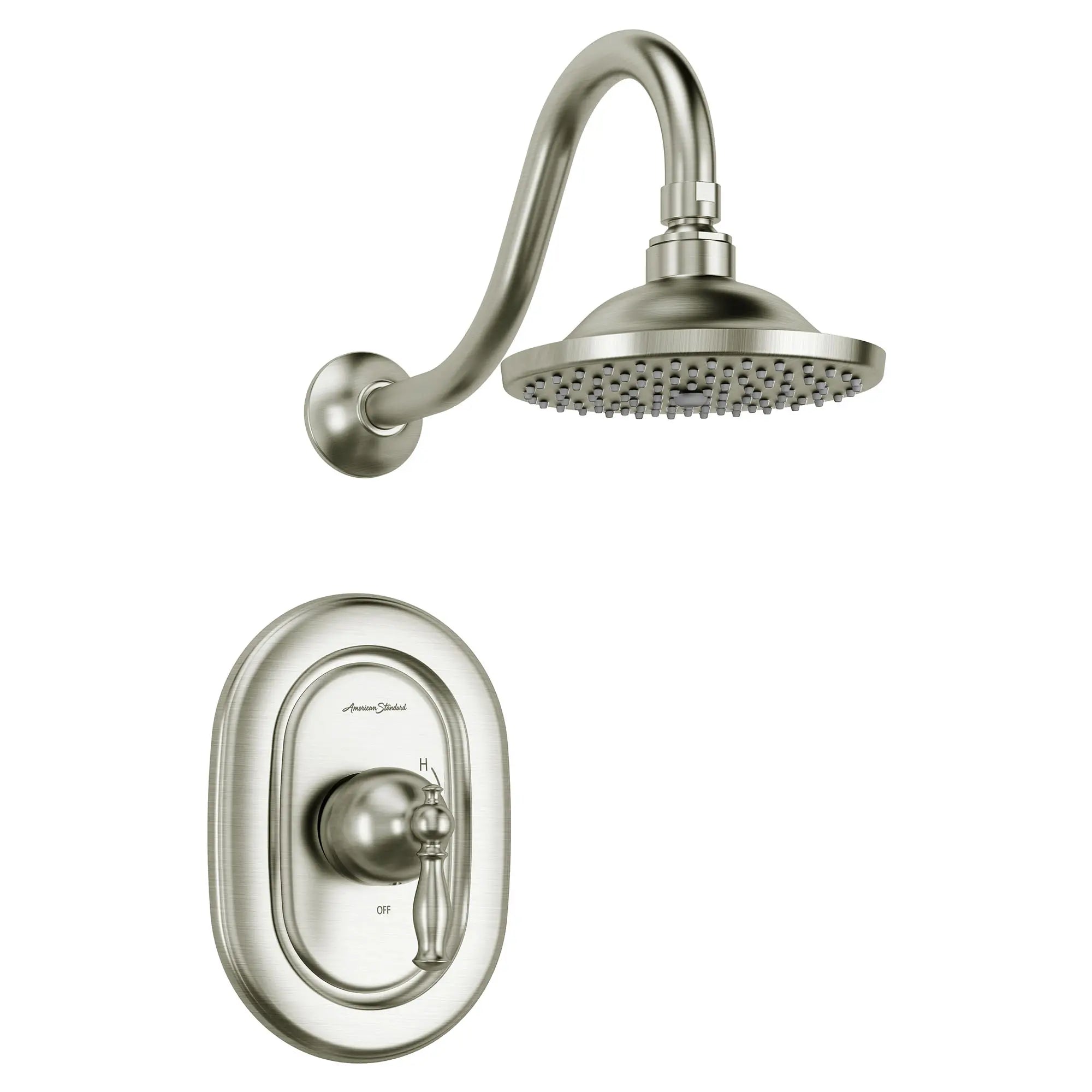 Quentin 2.5 gpm/9.5 L/min Garniture de douche avec pomme de douche pluie,   cartouche à double équilibre de pression en céramique avec poignée à levier // NICKEL BROSSÉ // 132446_TU440501295_1_0_CDNwebp.webp