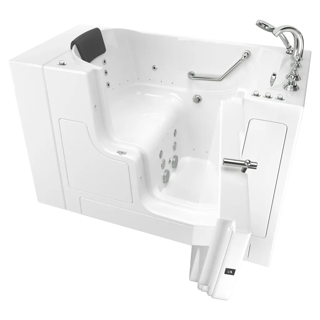 Baignoire à porte 30 x 52 pouces, série gelcoat de première qualité avec systèmes combinés de spa à air et à remous - Vidange à droite avec robinet // BLANC // 135197_Image_C3052OD.109.CRW-PC_GELCOAT_WIT_Walk-in_0_CDNwebp.webp