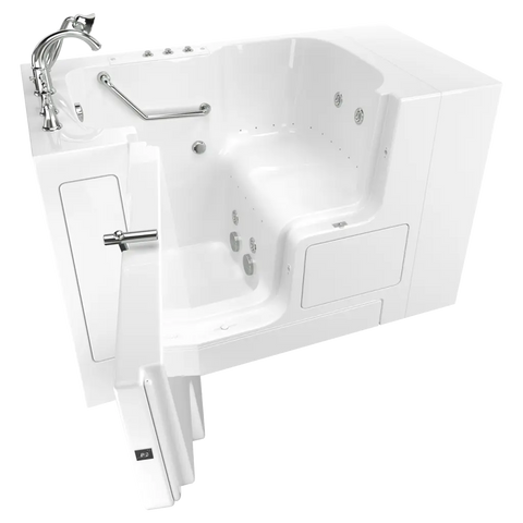 Baignoire à porte 32 x 52 pouces, série gelcoat de performance avec systèmes combinés de spa à air et à remous - Vidange à gauche avec robinet