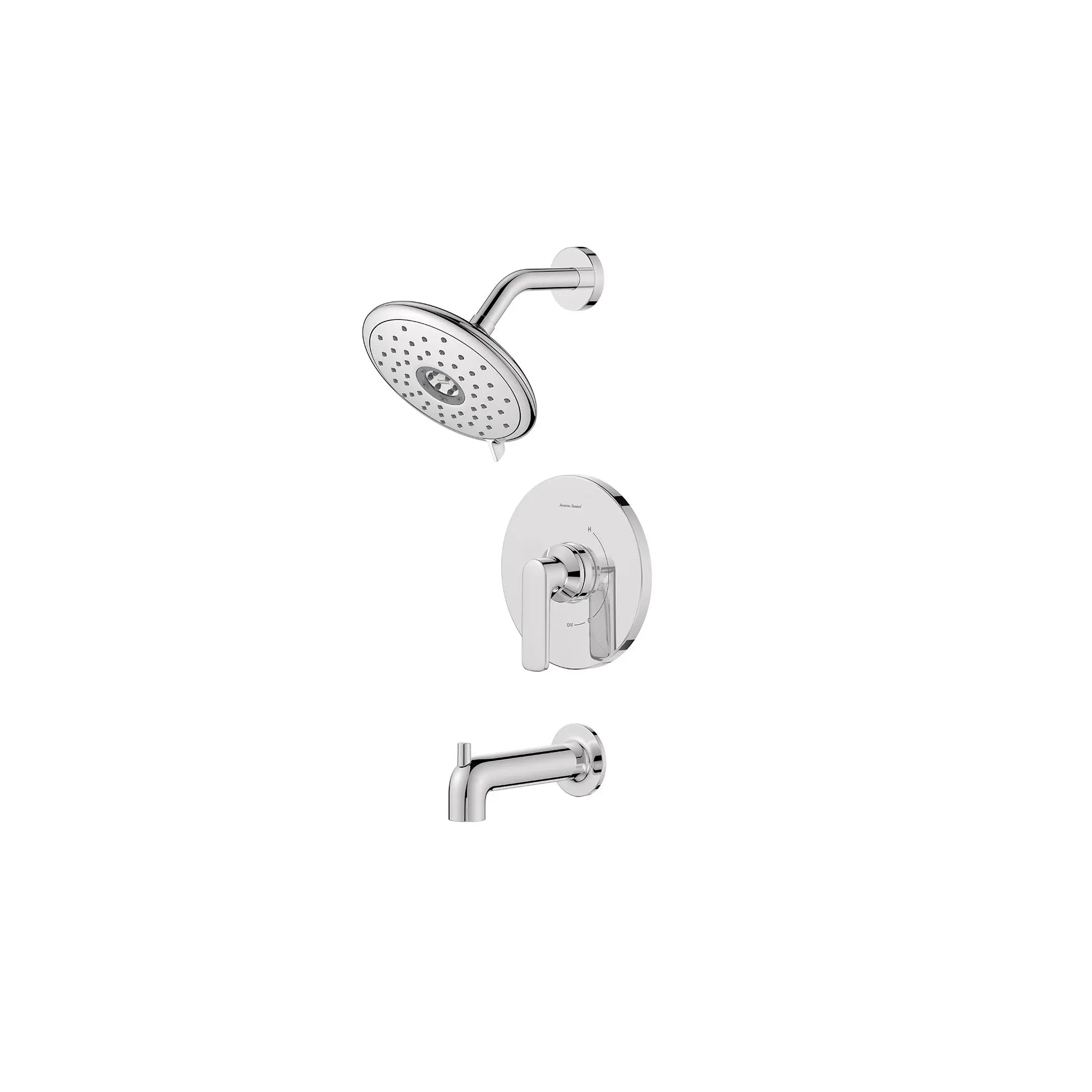 Aspirations - garniture pour bain douche, 1,8 gpm/6,8 L/min, avec pomme de douche à économie d'eau et double cartouche céramique à pression équilibrée, avec poignée à levier // TUB & SHOWER / CHROME POLI // 166455_Aspirations_SiloLeft_tu061508.002_0001_Feb2023_0_CDNwebp.webp