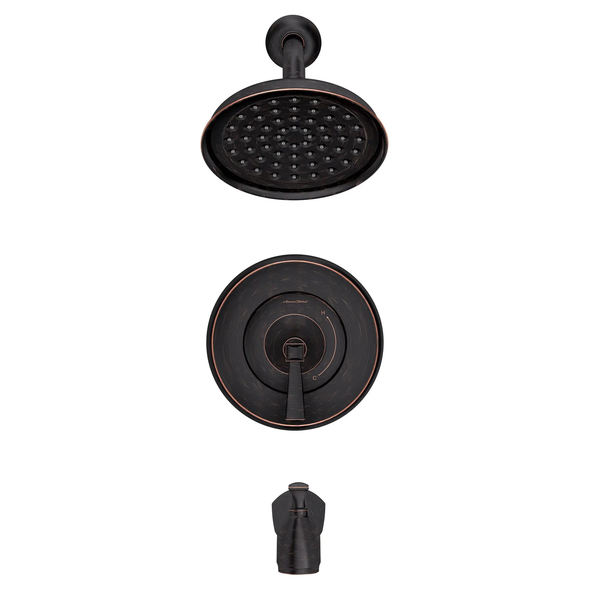 Ensemble de baignoire et garniture pour douche Glenmere 6,8 L/min/1,8 gpm avec pomme de douche économe en eau, cartouche à pression équilibrée en double céramique, et poignée à levier // TUB & SHOWER / LEGACY BRONZE // 167196_TU617502278_TU617508278_0_CDNwebp.webp