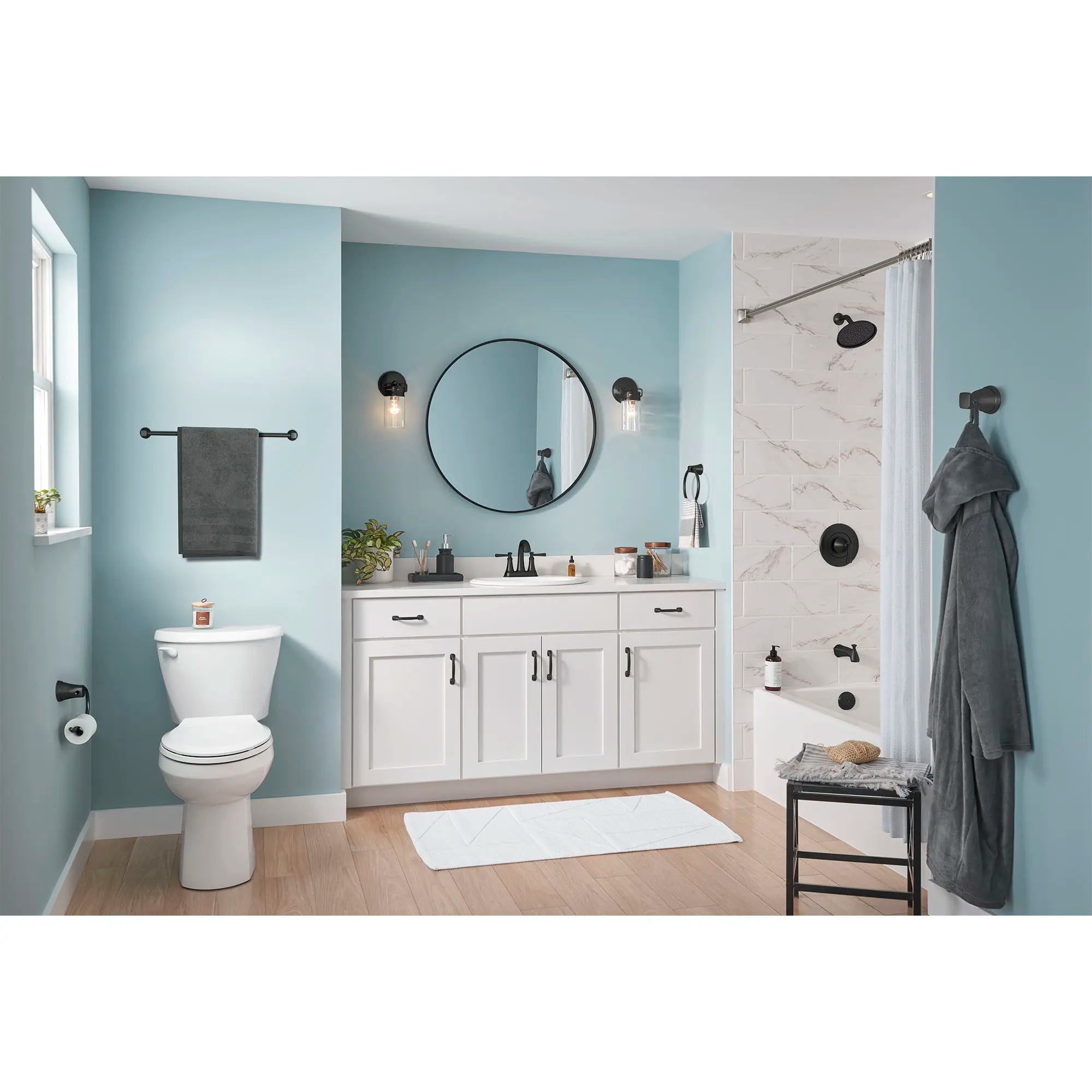 Ensemble de baignoire et garniture pour douche Glenmere 6,8 L/min/1,8 gpm avec pomme de douche économe en eau, cartouche à pression équilibrée en double céramique, et poignée à levier // TUB & SHOWER / NOIR MAT // 168206_B-7617207.243_TU617502.243_250AA104.243_0_CDNwebp.webp