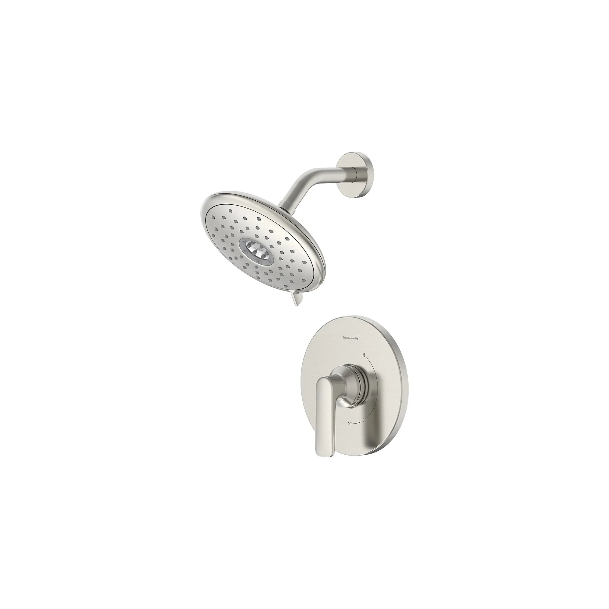 Aspirations - garniture pour douche, 1,8 gpm/6,8 L/min, avec pomme de douche à économie d'eau et double cartouche céramique à pression équilibrée, avec poignée à levier // SHOWER / BRUSHED NICKEL // 168509_Aspirations_SiloLeft_tu061507.295_0001_Feb2023_0_CDNwebp.webp
