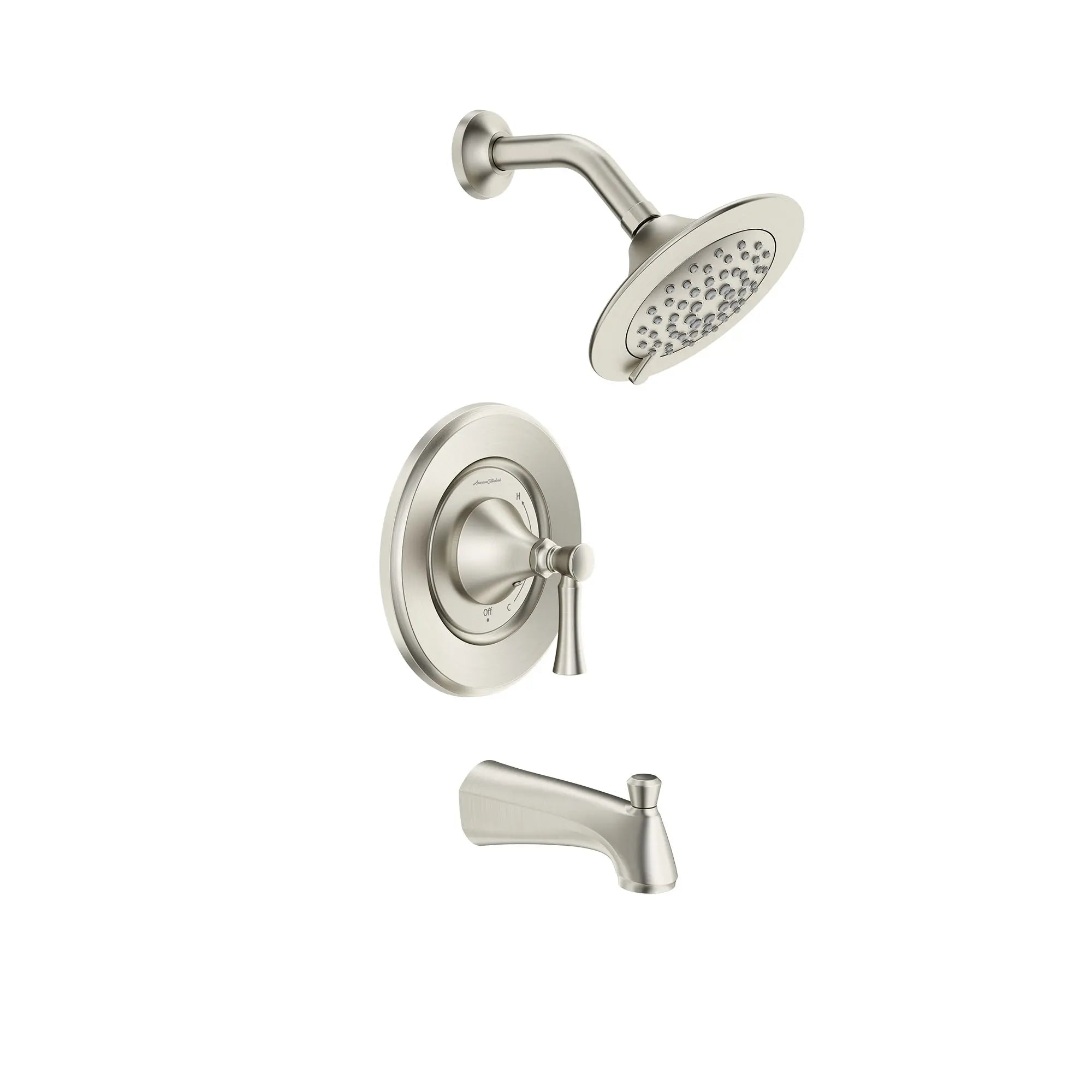 Ensemble de robinetterie pour baignoire et douche Chancellor 1,8 GPM avec cartouche de robinet à disque en céramique et poignée à levier // BRUSHED NICKEL // 168779_7022502.295_0_CDNwebp.webp