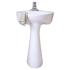 [0611100.020] Cornice Center Hole Only Pedestal Sink Top and Leg Combination - White