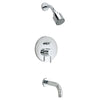 [T064602.002] Serin® 2.5 gpm/9.5 L/min Tub and Shower Trim Kit With Rain Shower Head, Double Ceramic Pressure Balance Cartridge With Lever Handle - Polished Chrome