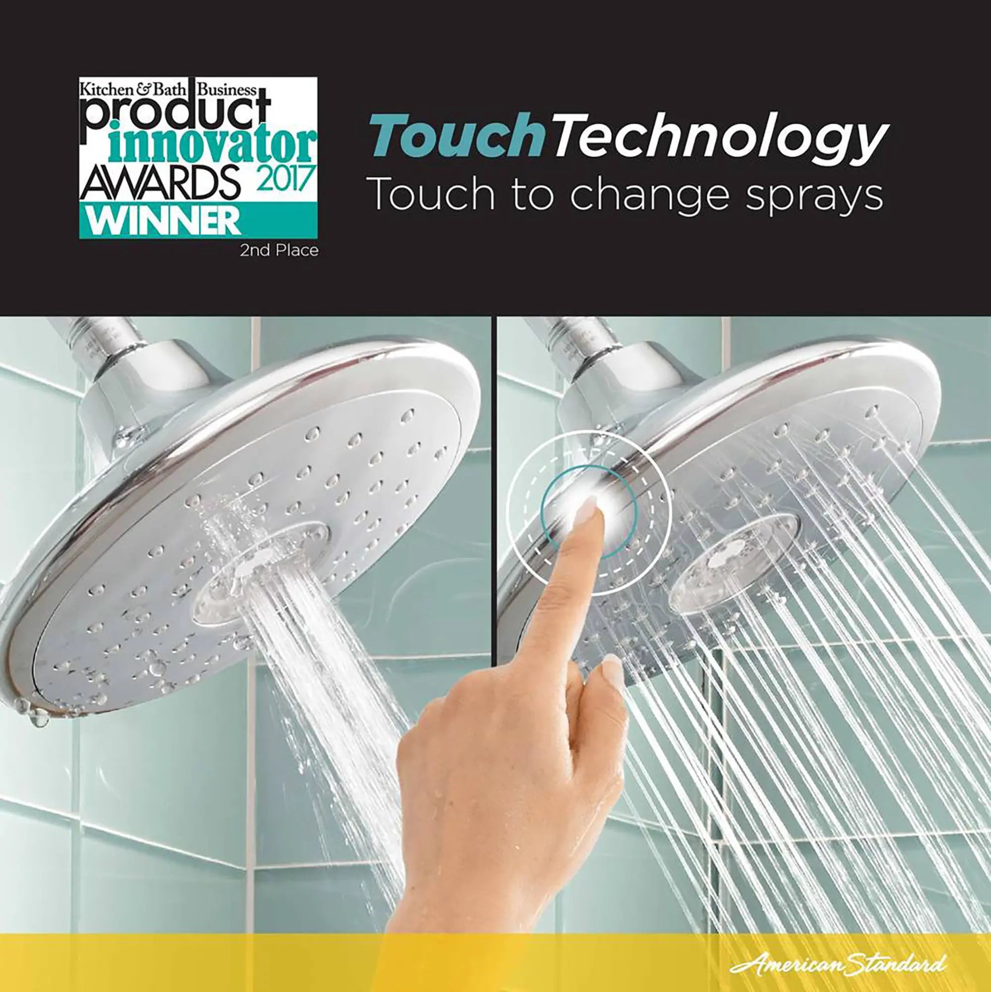 Pomme de douche économiseur d'eau Spectra® Touch 7-3/16 po, 1,8 GPM, 4 fonctions // CHROME POLI // 174613_1698374.002_3_0_CDNwebp.webp