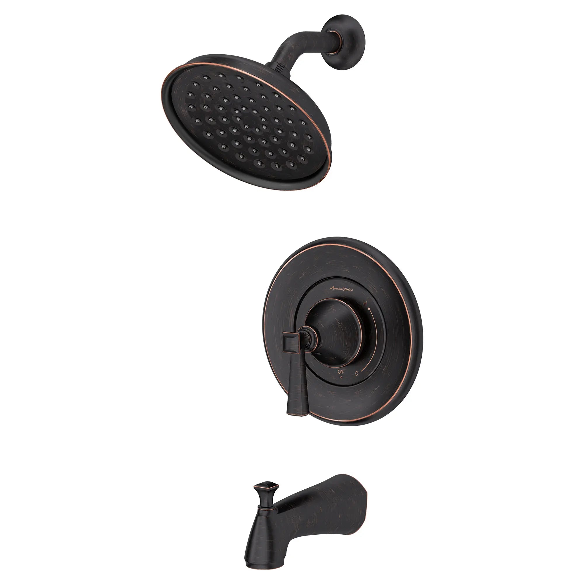 Ensemble de baignoire et garniture pour douche Glenmere 6,8 L/min/1,8 gpm avec pomme de douche économe en eau, cartouche à pression équilibrée en double céramique, et poignée à levier // TUB & SHOWER / LEGACY BRONZE // 175071_TU617502278_TU617508278_2_0_CDNwebp.webp