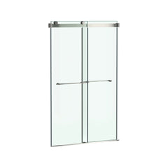 Aspirations 48 x 72-Inch Frameless Sliding Shower Door //   BRUSHED NICKEL // 188269_Aspirations_SiloRight_AM00855400.295_0001_May2023_CDNwebp.webp