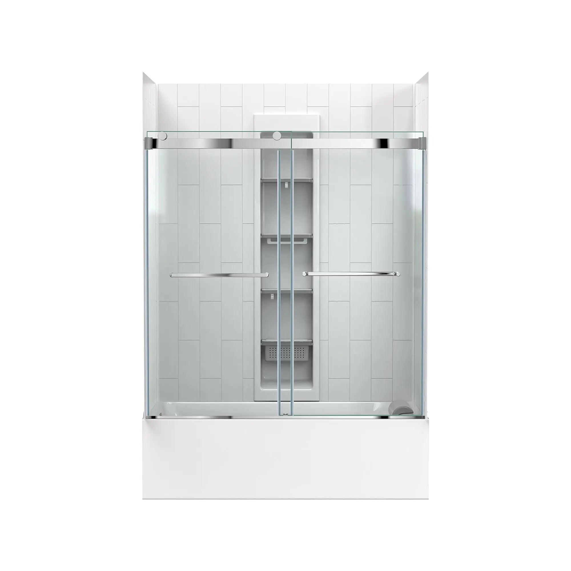 Aspirations - portes coulissantes sans cadre de 60 x 60 pouces pour baignoire // 60 X 60 IN / BRILLANCE ARGENTÉE // 188316_Aspirations_SiloFront_AM00853400.213_2964202.020_2952BWT32.020_7192000.020_0001_Aug2023_0_CDNwebp_9830c65c-2571-43d3-9312-dbbae1a43ef3.webp
