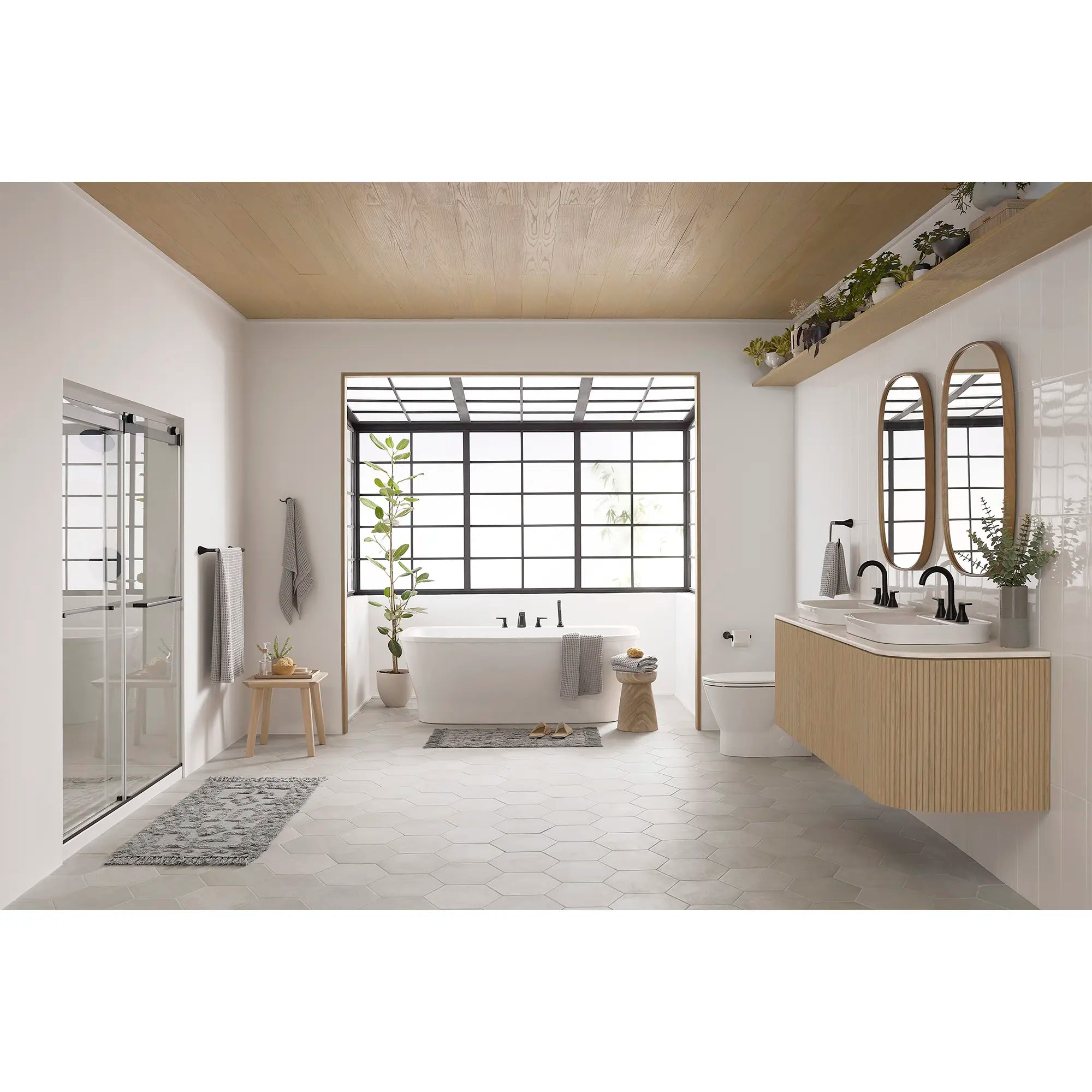 Aspirations - robinet de salle de bain à bec large, centres de 8 po, 1,2 gpm/4,5 L/min avec poignées à levier // NOIR MAT // 231954_Aspirations_EnvironmentFull_7061801.243_1642008.020_252AA899.020_2677004.020_T061901.243_AM00854400.243_0001_Nov2023_CDNwebp.webp