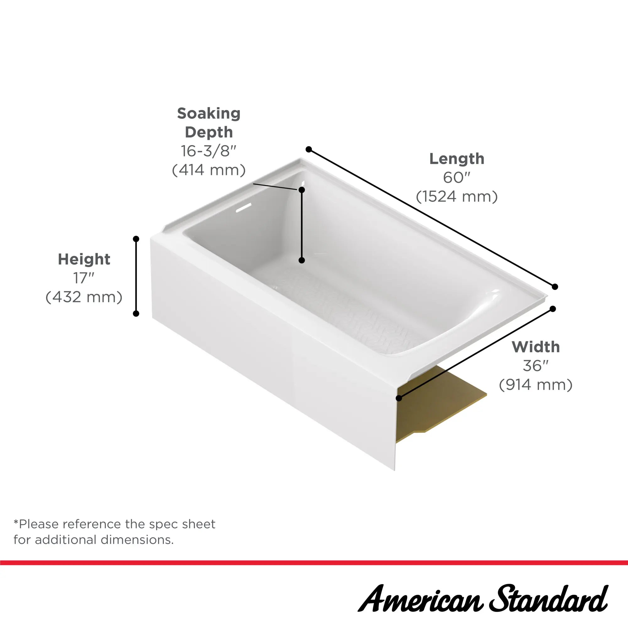 Aspirations - baignoire à tablier intégral de 60 x 36 pouces avec drain à gauche // 60 X 36 IN / LEFT / BLANC // 238038_Aspirations_Infographic_2965202_0001_JAN2024_CDNwebp.webp