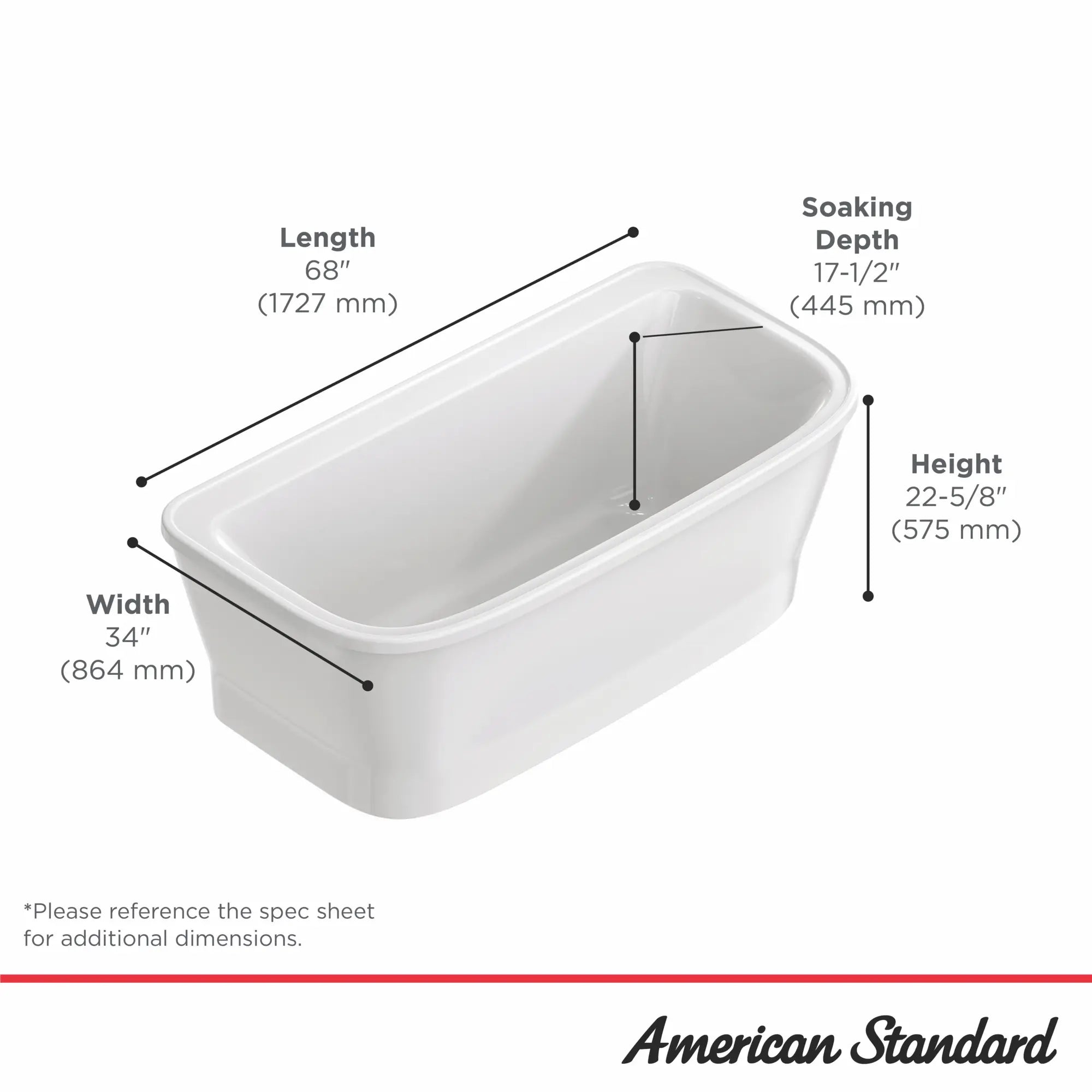 Aspirations - baignoire autoportante 68 x 34 pouces avec drain et trop-plein blancs // BLANC // 238840_Aspirations_Infographic_2677004_0002_JAN2024_CDNwebp.webp