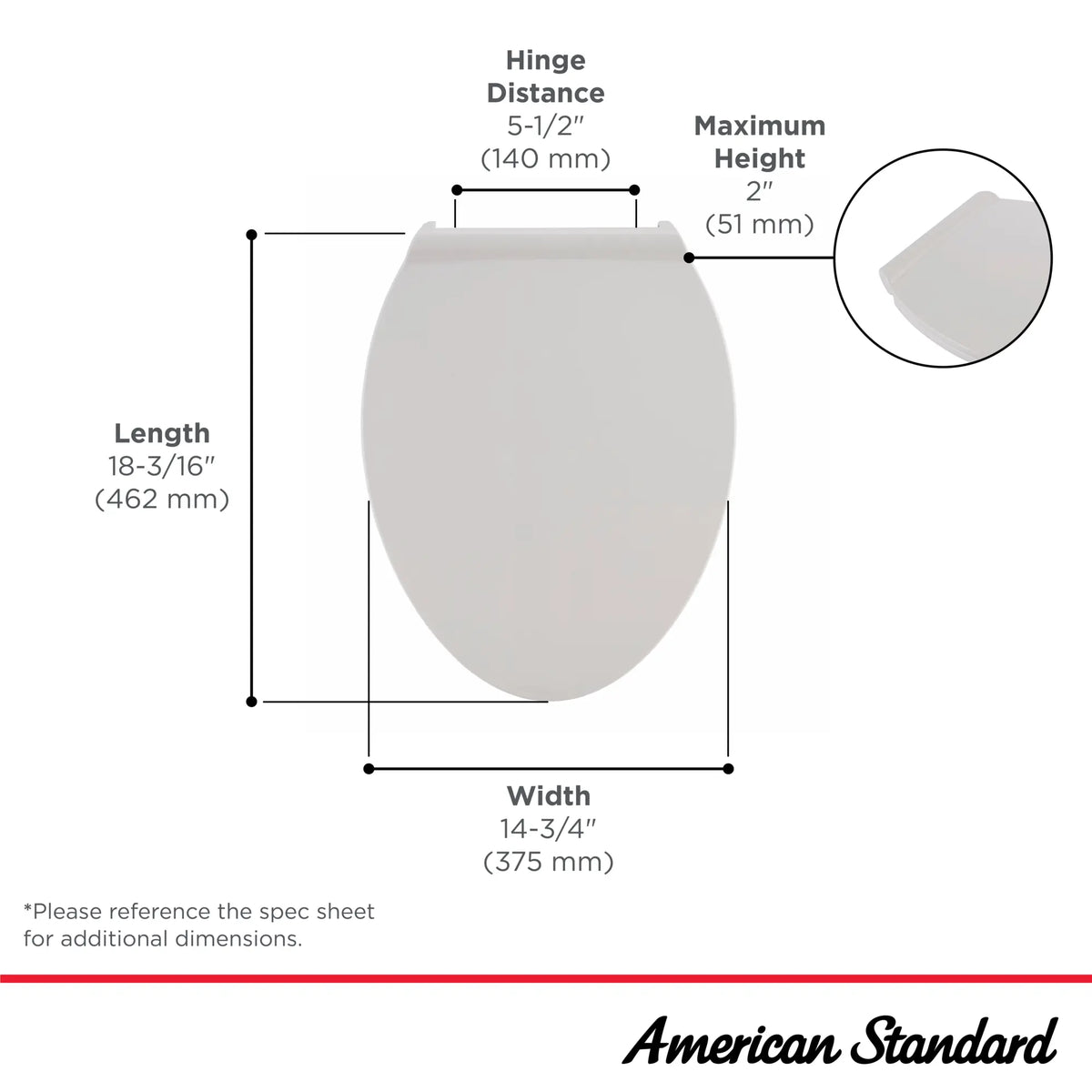 Siège pour toilette allongée VorMax® avec rebord CleanCurve®, style contemporain, à fermeture lente et détachement facile // BLANC // 239985_VorMax_Infographic_5055A65C_0002_MAR2024_CDNwebp.webp
