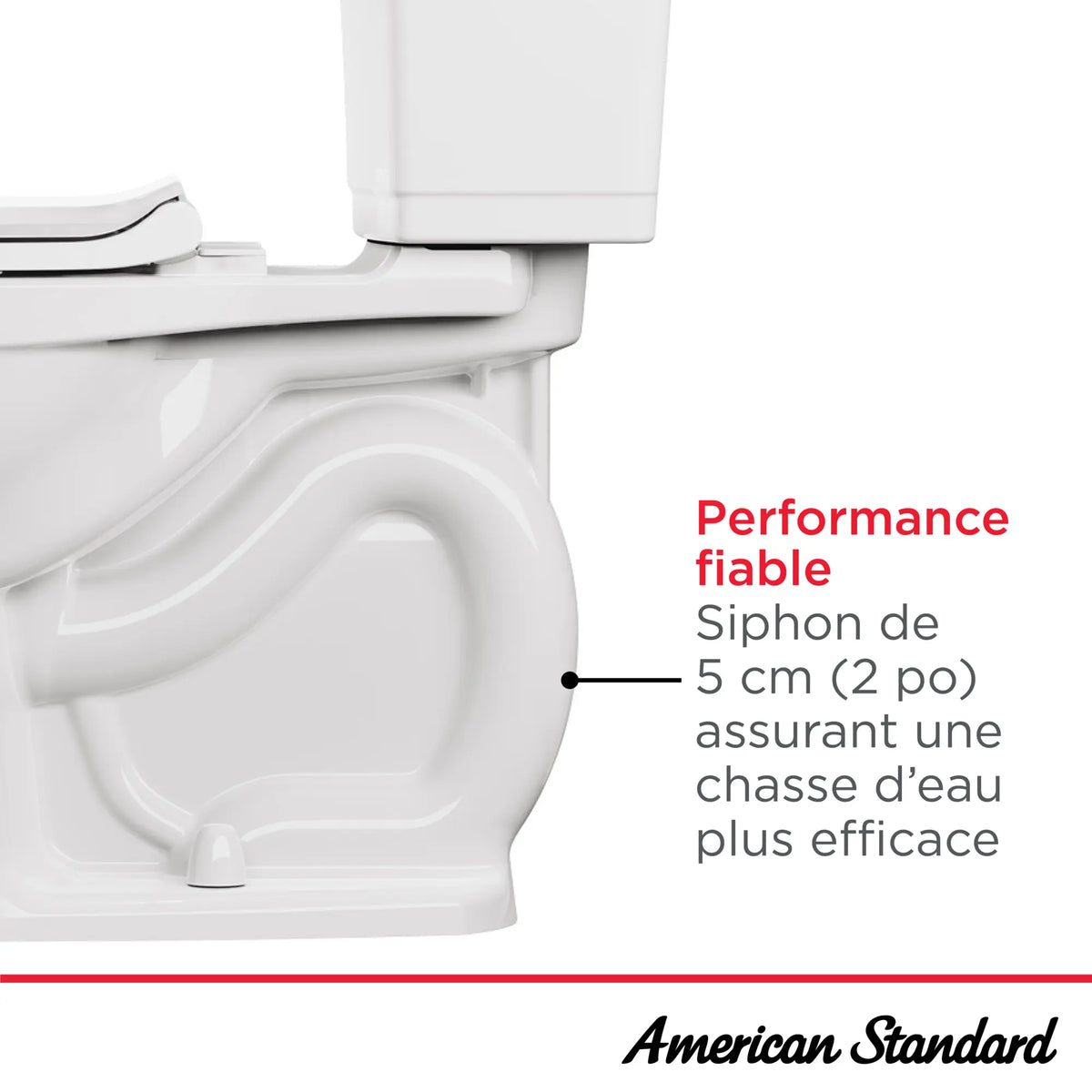 Toilette complète Cadet® 3, 2 pièces, chasse double 1,28 gpc/4,8 lpc,et 0,92 gpc/3,5 lpc, à cuvette allongée à hauteur de chaise et réservoir avec doublure, avec siège // BLANC // 245725_Trapway2in_Infographic_739AA101_0001_MAY2024_FR_0_CDNwebp.webp