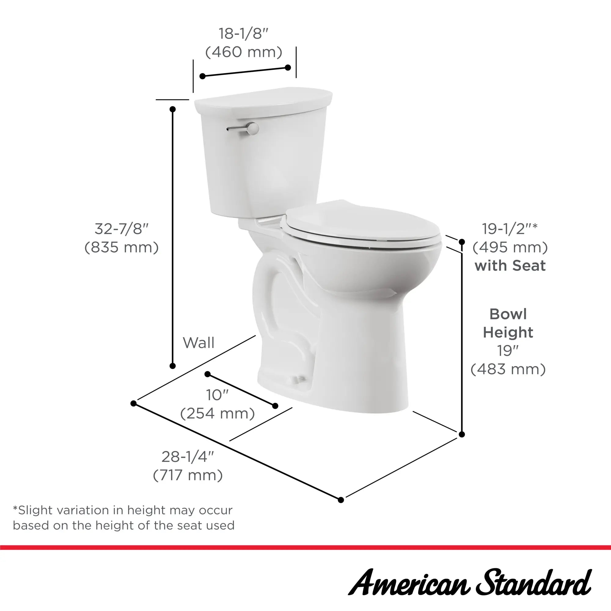 Toilette Cadet® PRO deux pièces, devant allongé, extra-haute, 4,8 l/chasse (1,28 gal/chasse), sans siège, avec plomberie brute de 254 mm (10 po) // BLANC // 247822_Cadet_Infographic_215TB104_0001_AUG2024_CDNwebp.webp