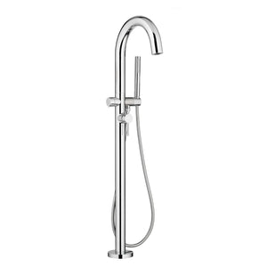 [T064951.002] Contemporary Round Freestanding Bathtub Filler With Lever Handle Faucet for Flash® Rough-In Valve - Polished Chrome