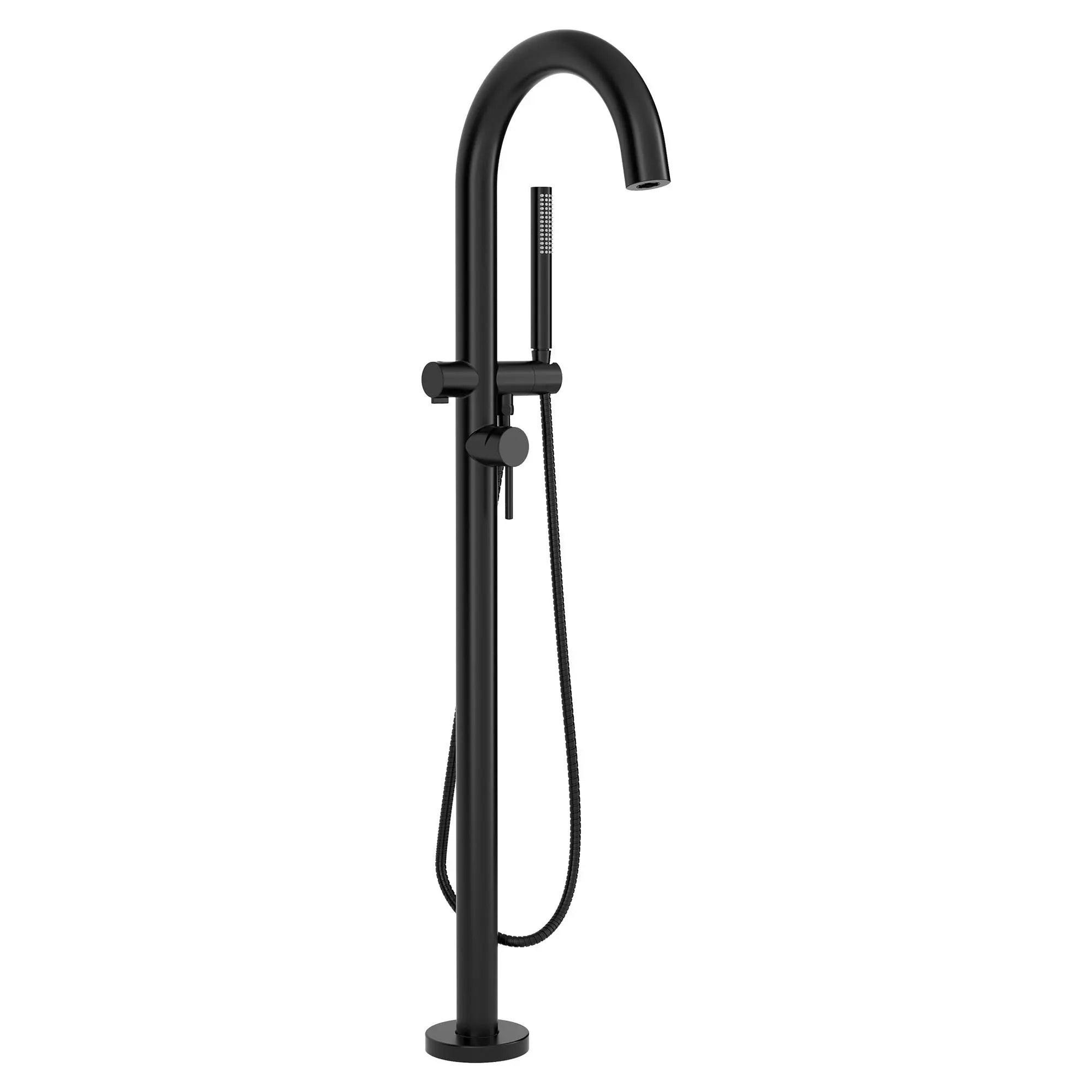 Robinet de baignoire autoportant rond contemporain pour robinetterie brute Flash® avec poignée à levier // NOIR MAT // 260063_T064951.243_CDNwebp.webp