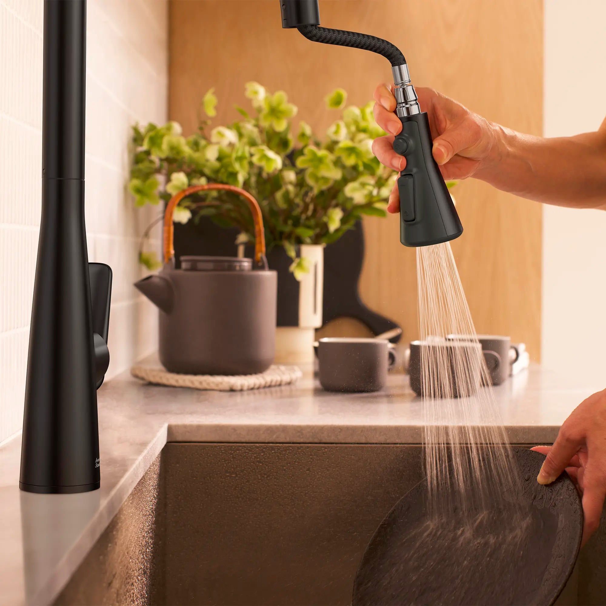 Robinet de cuisine rétractable Aspirations  // NOIR MAT // 263791_Aspirations_EnvironmentCloseUp_1048812430_0003_MAY2025_0_CDNwebp.webp