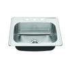 [20SB.8252283S.075] Colony® 25 x 22-Inch Stainless Steel 3-Hole Topmount Single-Bowl Kitchen Sink - Stainless Steel