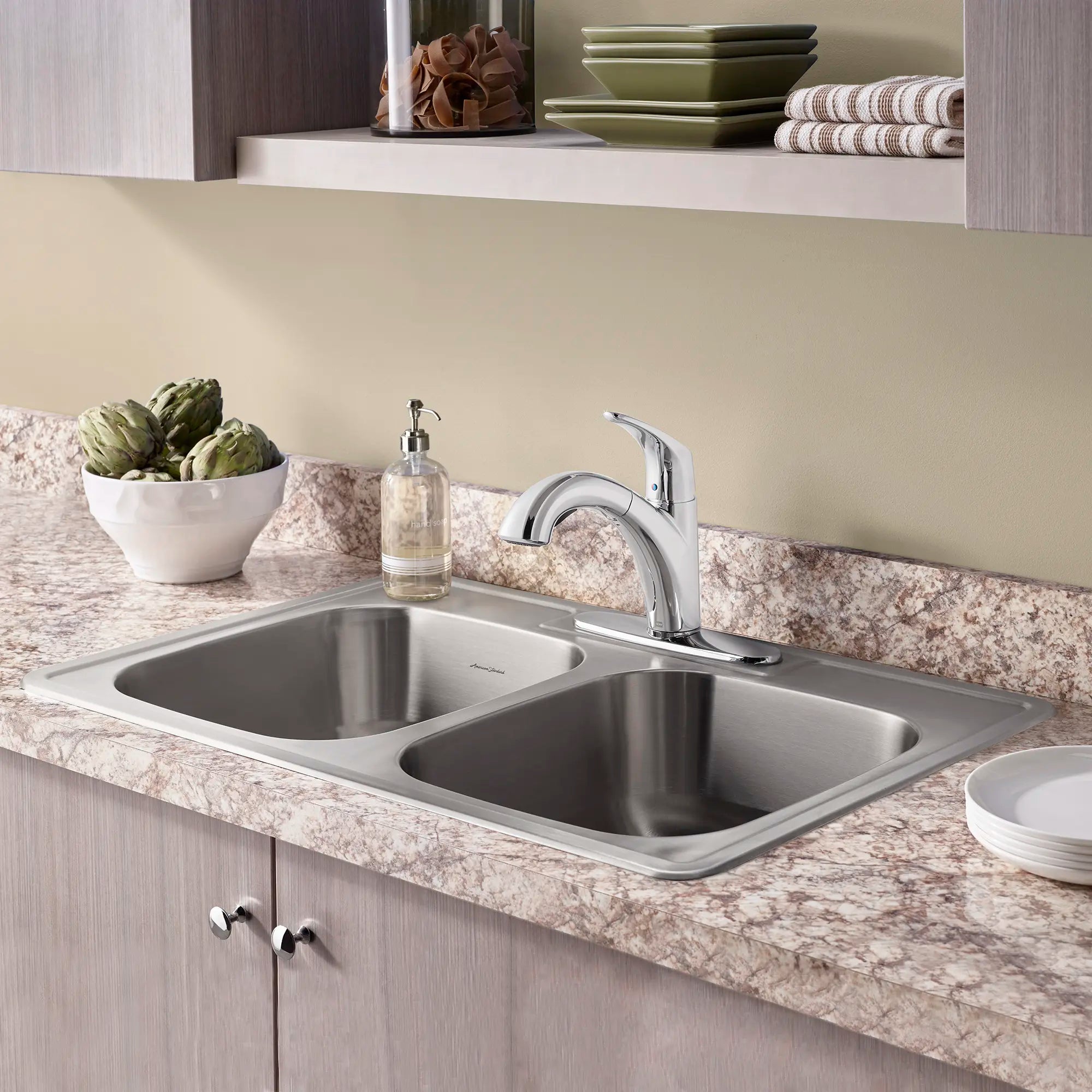 Évier de cuisine Colony® en acier inoxydable à cuve double, à 3 trous et montage sur plan, 33 x 22 po, ADA // INOX // 49369_22DB6332283S075_0_CDNwebp.webp