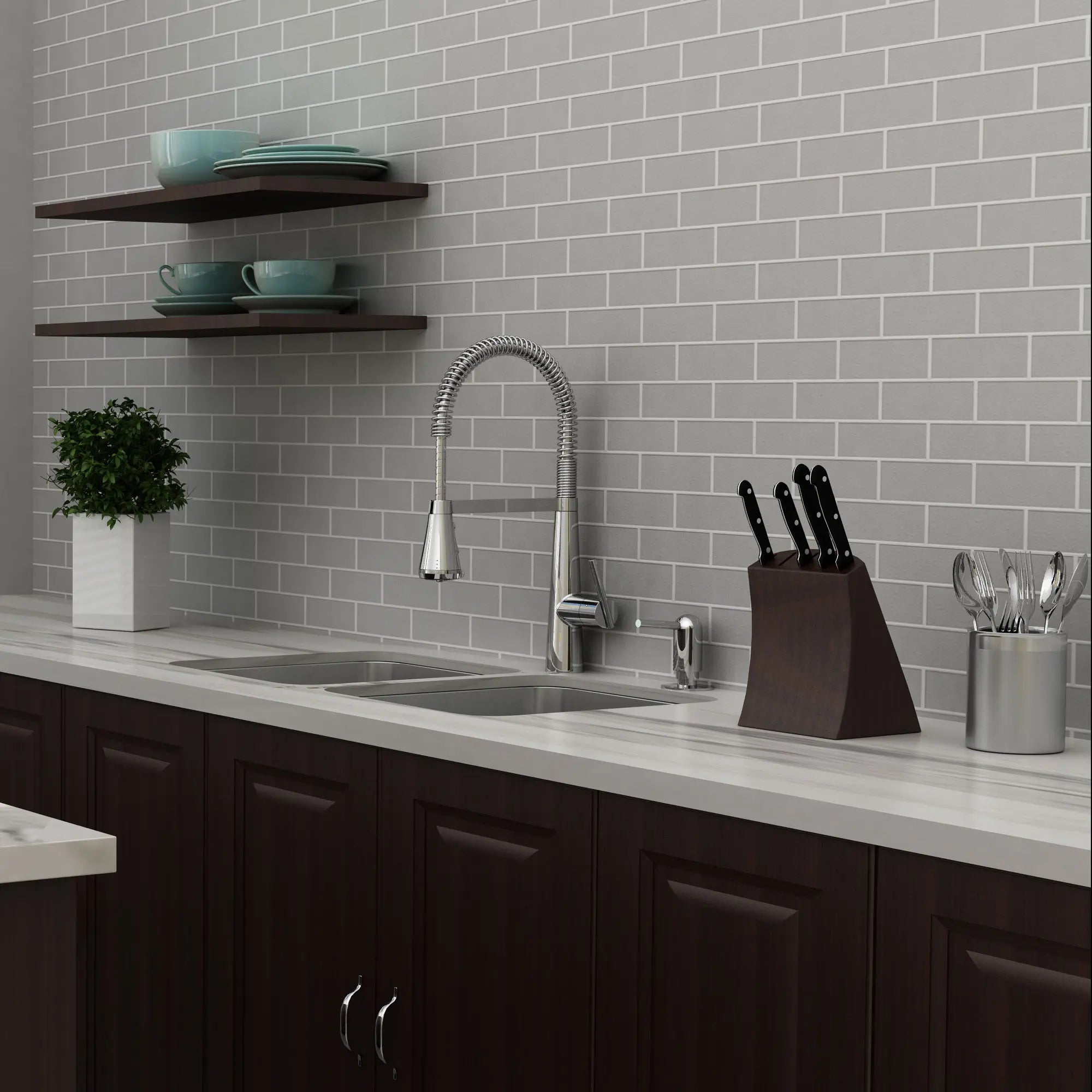 Robinet de cuisine Edgewater® Semi-Pro à monocommande et jets multiples, 5,7 L/min (1,5 gpm) // CHROME POLI // 66092_B_4932350002_02_CDNwebp.webp