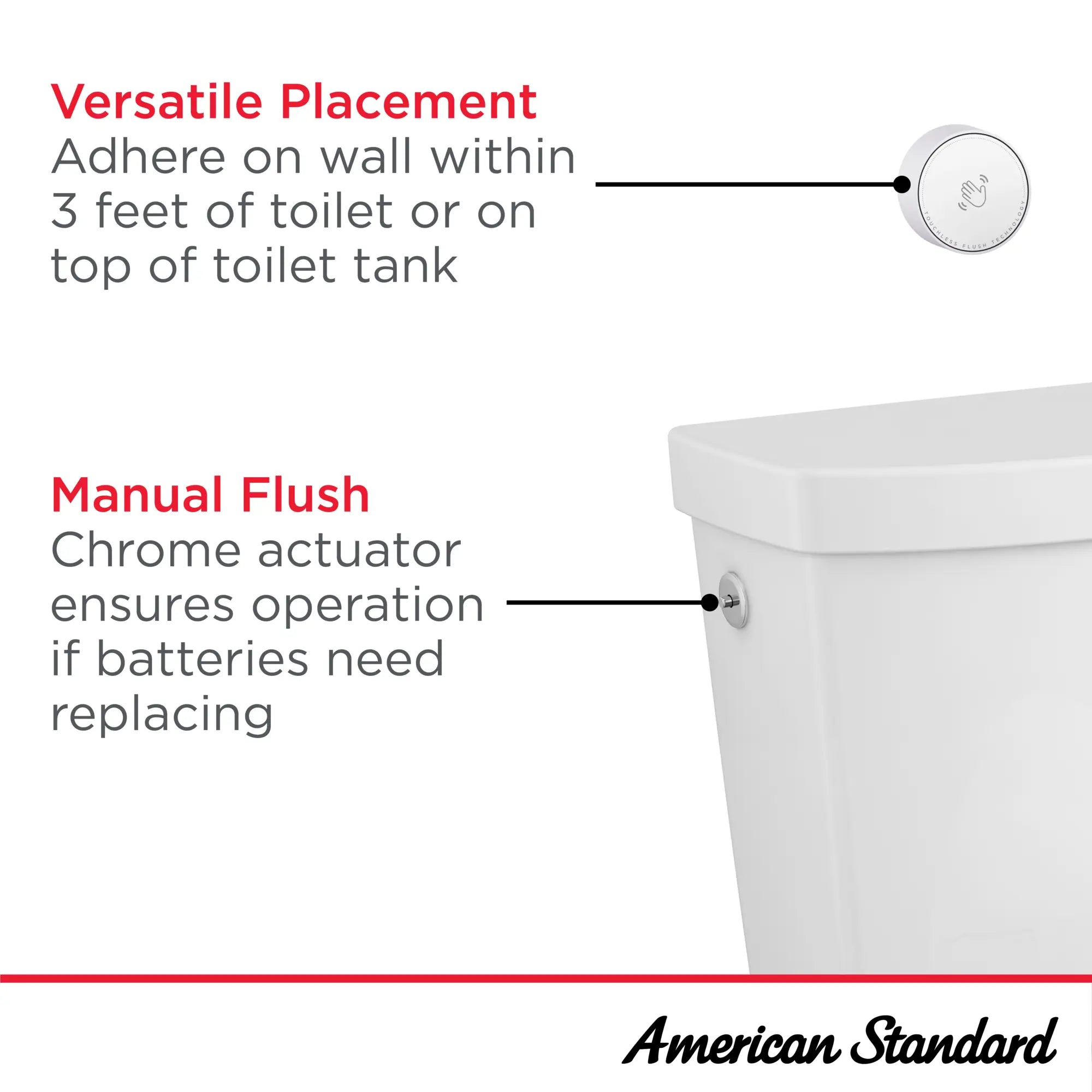 Cadet® - toilette allongée sans contact à hauteur de chaise avec dispositif de verrouillage - sans siège // BLANC // 67201_Touchless_Infographic_780AA709_0002_MAR2025_1_CDNwebp.webp