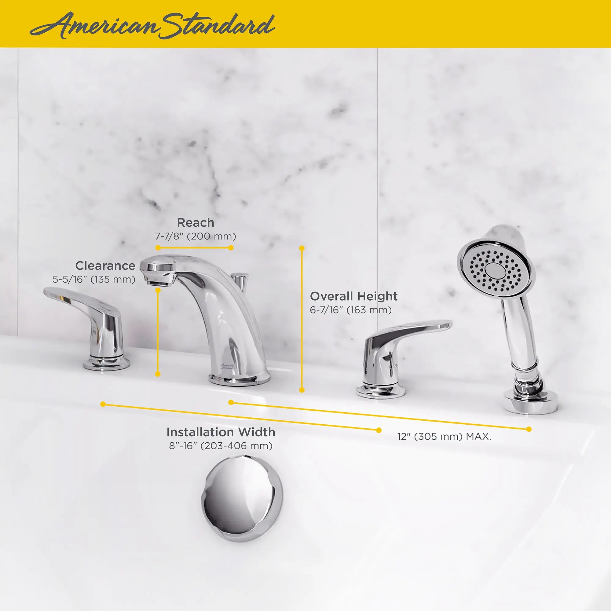 Colony® PRO - Garniture de robinet brut Flash® pour baignoire avec poignées à levier et douchette // CHROME POLI // 67254_2018_AS_Colony_PRO_Bath_Faucet_T075921_Infographic_0_CDNwebp.webp