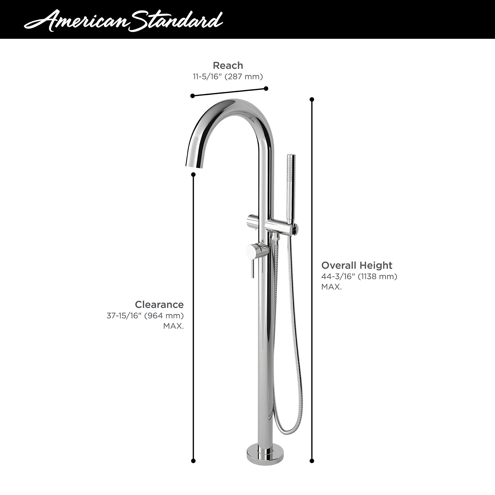 Robinet de baignoire autoportant rond contemporain pour robinetterie brute Flash® avec poignée à levier // CHROME POLI // 67328_2019_AS_Contemporary_Freestanding_Filler_T064951_Info_1_0_CDNwebp.webp