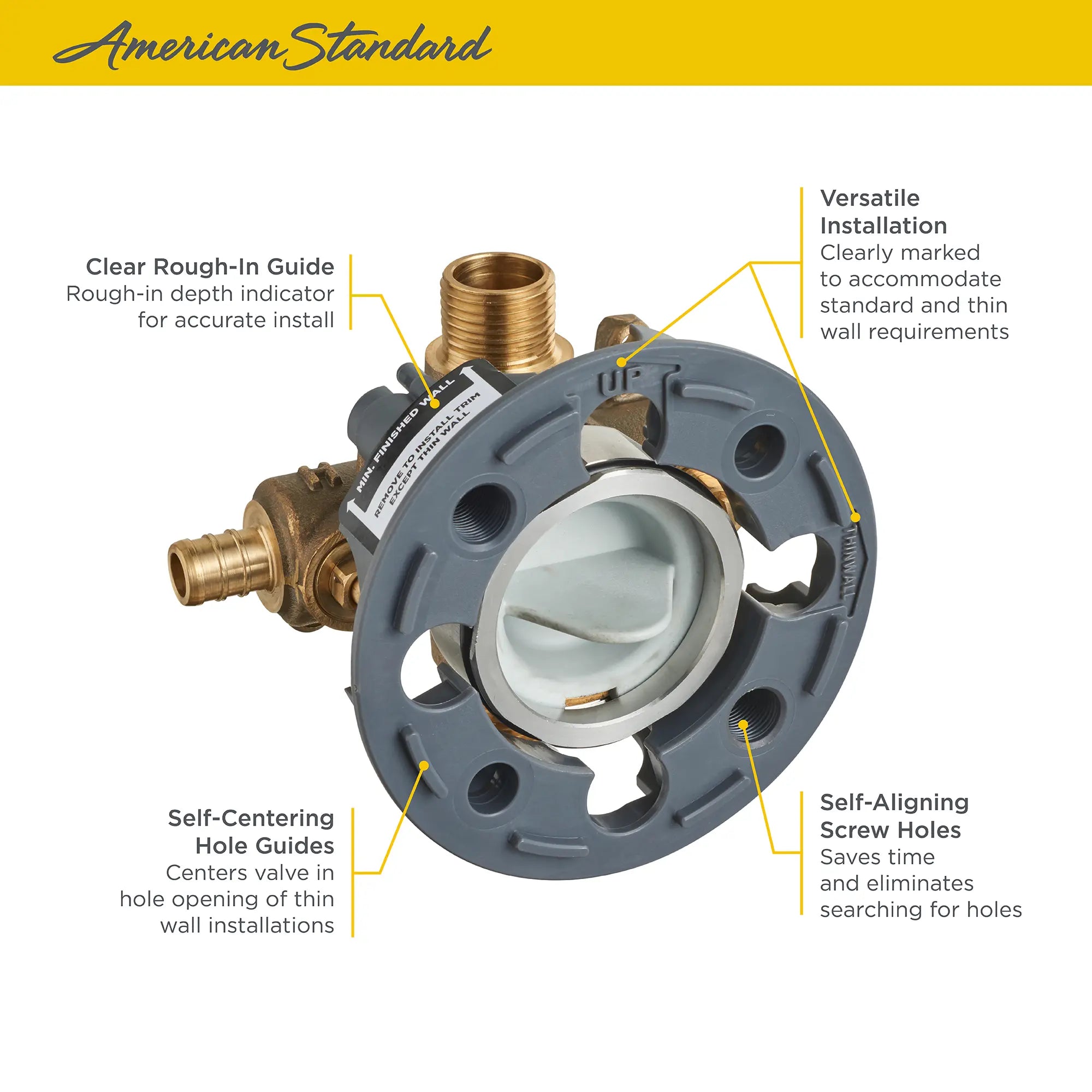 Flash® - Robinet brut de douche avec entrées de sertissage PEX/sorties universelles - robinets d’arrêt à tournevis // SANS FINI // 67565_Flash_Valve_RU107SS_Info_2_0_CDNwebp.webp