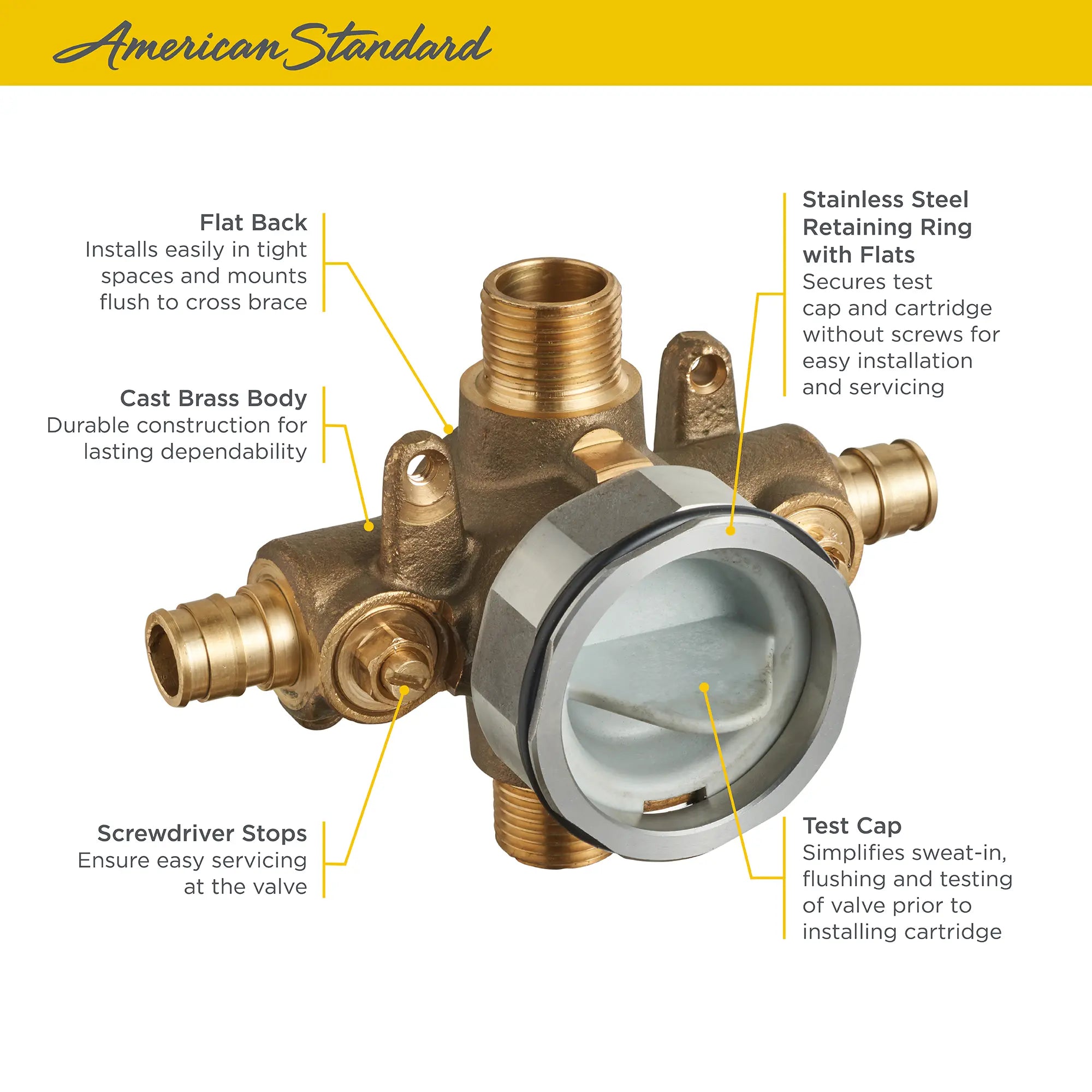 Flash® - Robinet brut de douche avec entrées d’expansion à froid PEX/sorties universelles - robinets d’arrêt à tournevis // SANS FINI // 67582_Flash_Valve_RU108SS_Info_1_0_CDNwebp.webp