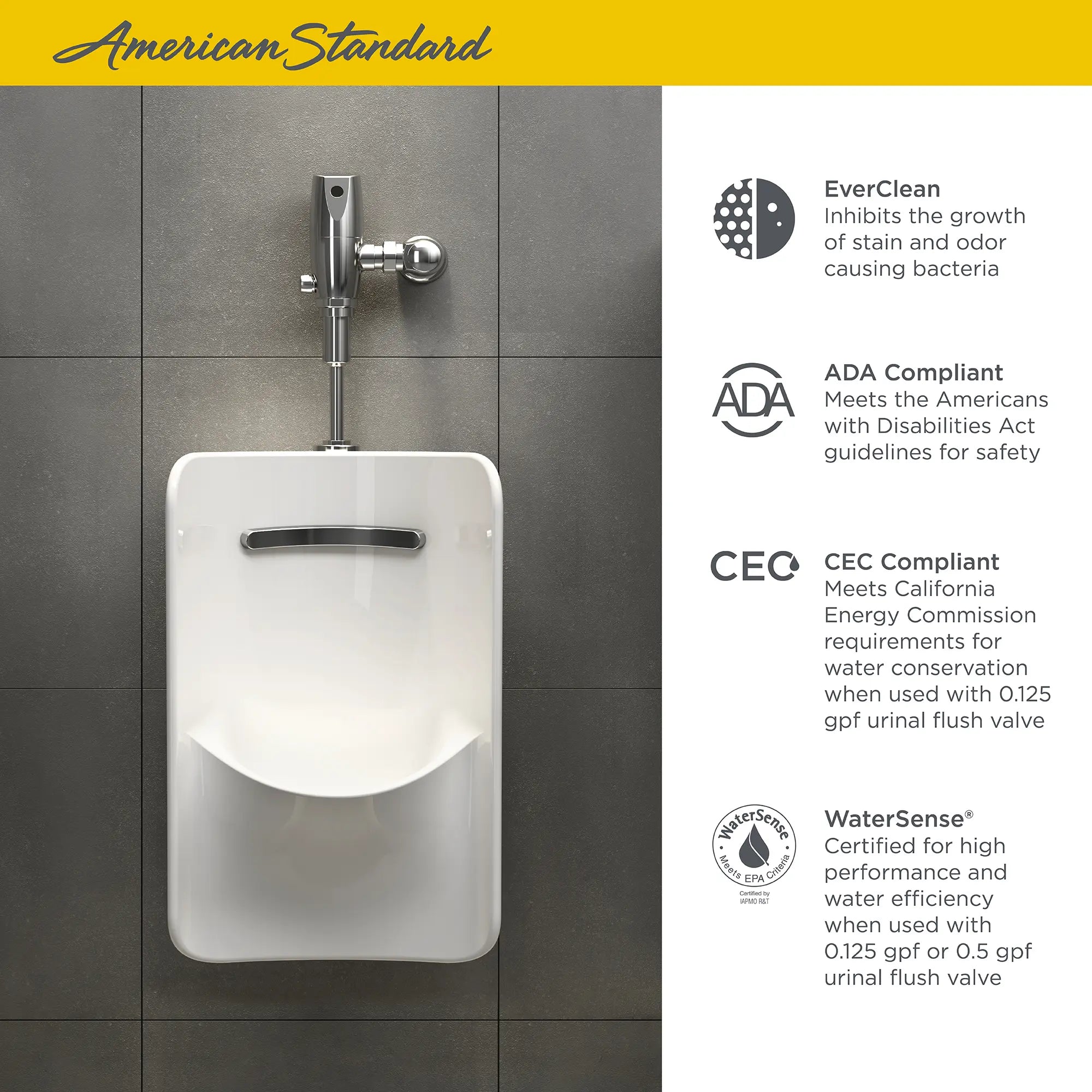 Urinoir Greenbrook® 0,125 – 0,5 gpc (0,47 – 1,9 lpc), à collet supérieur avec EverClean® // BLANC // 67628_AS_Greenbrook_Urinal_6516001EC020_Infographic_1_0_CDNwebp.webp