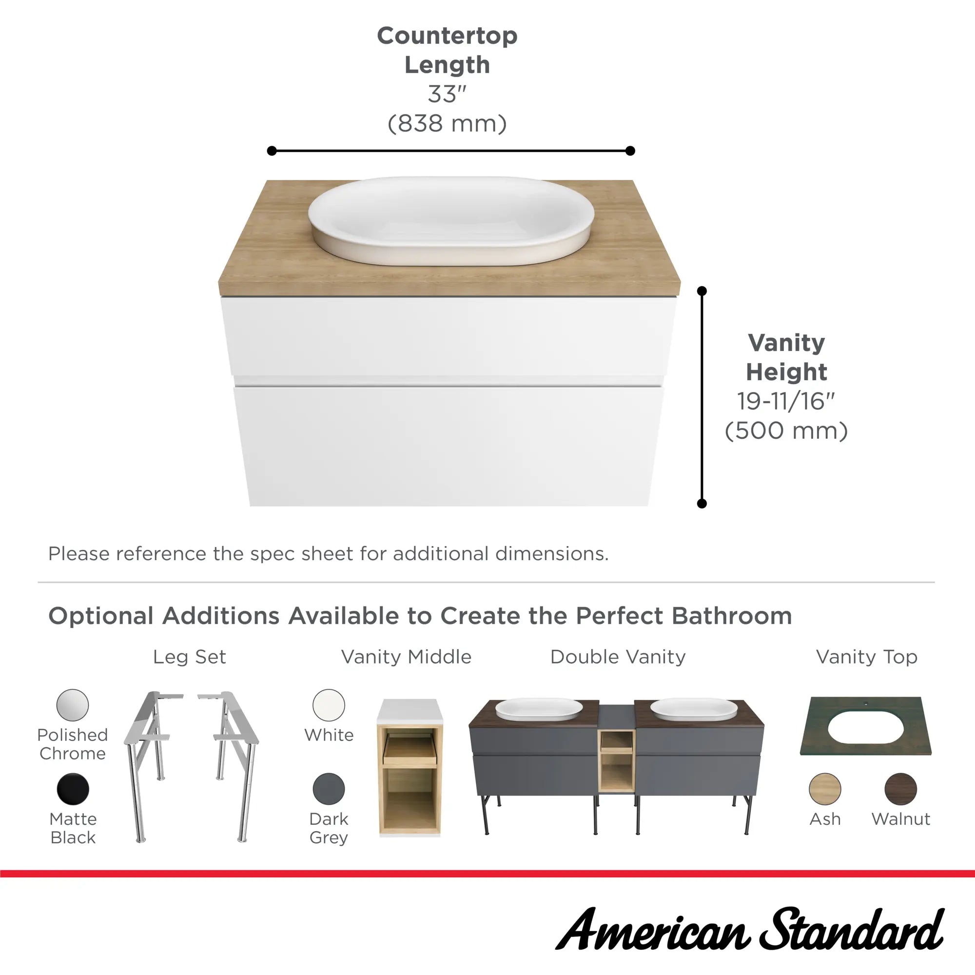 Studio® S - dessus de lavabo sur plan avec trou central seulement // CENDRE // 68002_StudioS_Infographic_1296000_7813001_0001_SEPT2025_1_CDNwebp.webp
