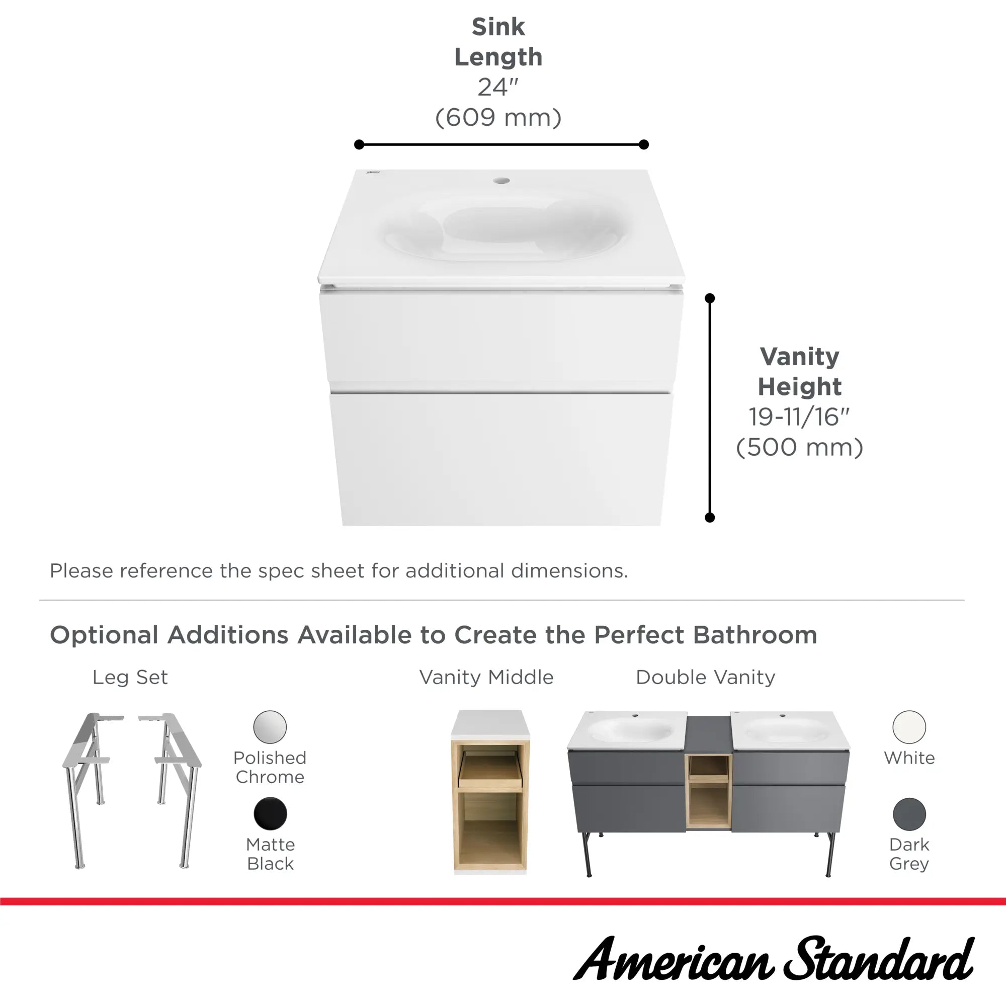Dessus de meuble-lavabo Studio® S 24 po - trou central uniquement // 24 IN / SINGLE HOLE / BLANC // 68016_StudioS_Infographic_1297001_8725024_0001_SEPT2025_1_CDNwebp.webp