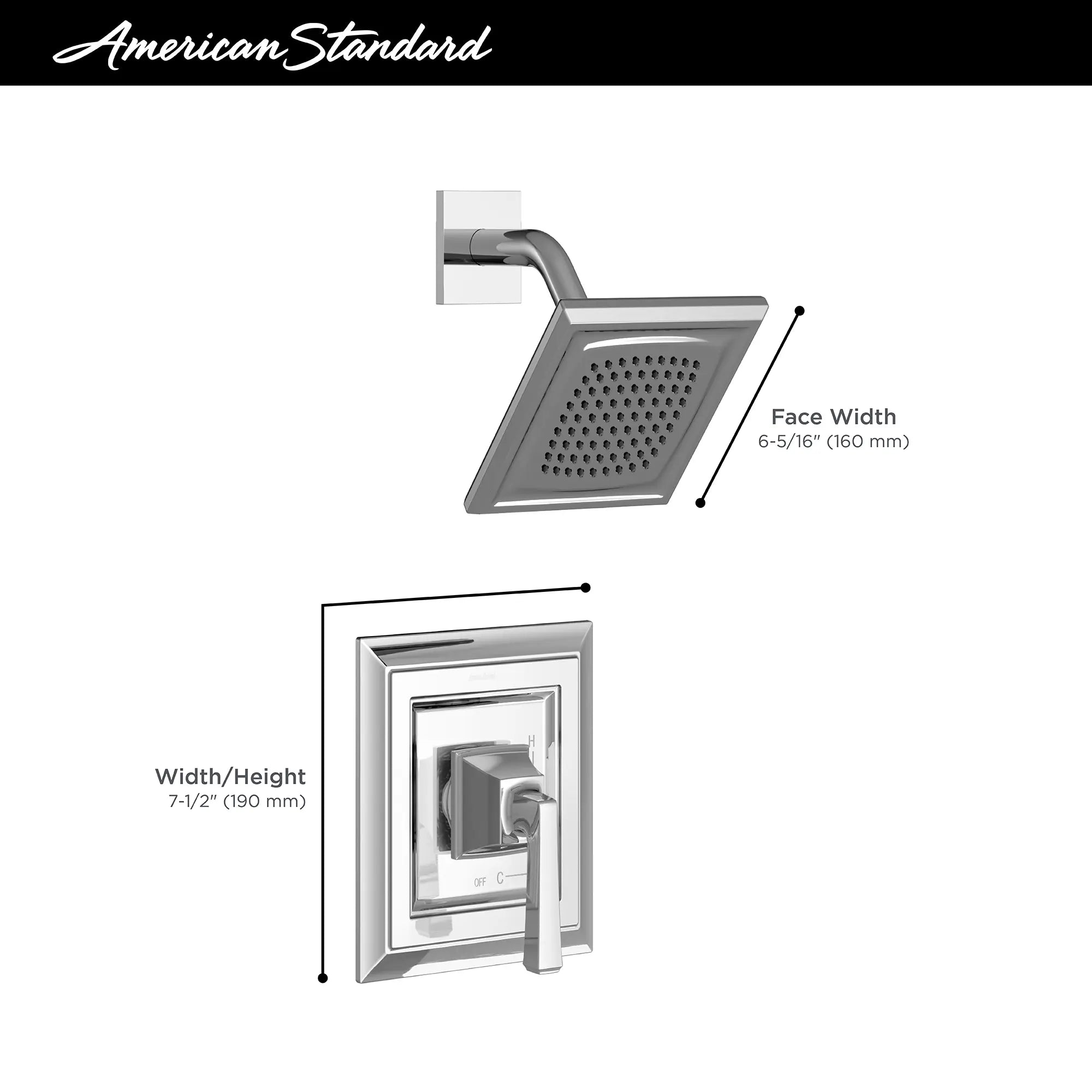 Town Square® S - Ensemble de robinetterie pour baignoire/douche 2,5 gpm/9,5 L/min incluant une pomme de douche à fonction unique, une cartouche à pression équilibrée en double céramique et une poignée à levier // TUB & SHOWER / 2.5 GPM / CHROME POLI // 68102_2019_AS_Town_Square_S_Shower_T455507_Infographic_1_0_CDNwebp.webp