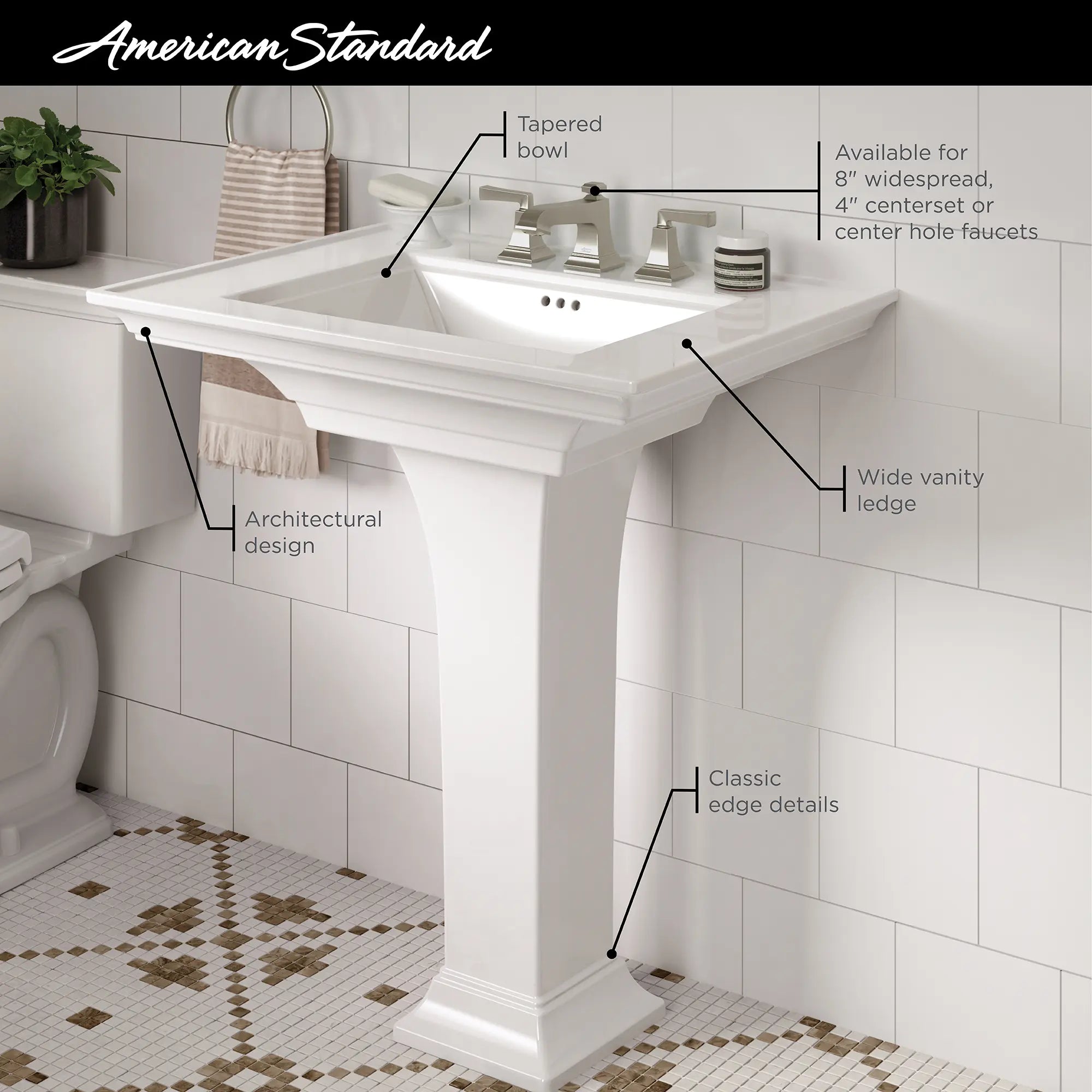 Combinaison de dessus et pieds de lavabo sur colonne Town Square® S de 8 po // BLANC // 68136_2019_AS_Town_Square_S_Bath_Sink_Pedestal_0297800_Infographic_0_CDNwebp.webp