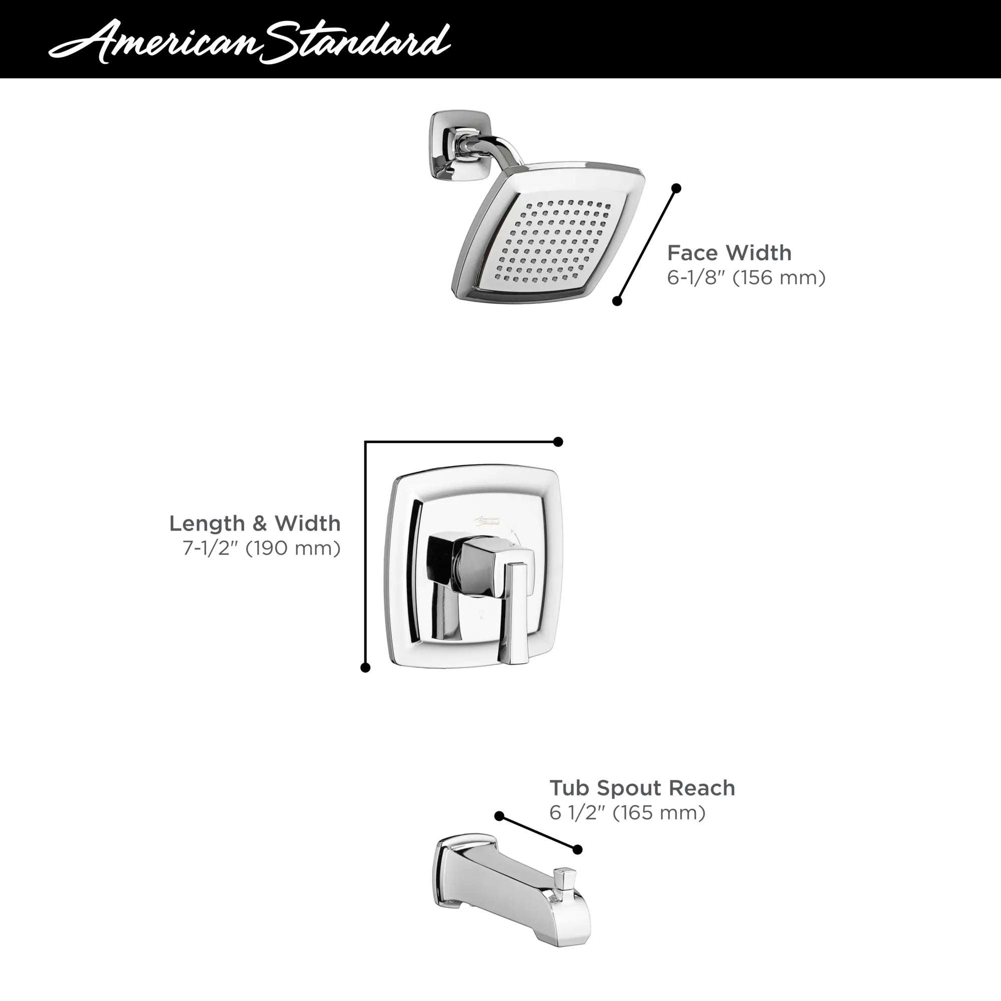 Townsend® - Ensemble de robinetterie pour baignoire/douche 1,75 gpm/6,6 L/min incluant une pomme de douche à économie d'eau, une cartouche à pression équilibrée en double céramique et une poignée à levier // TUB & SHOWER / 1.75 GPM / CHROME POLI // 68184_2019_AS_Townsend_Showers_Infographics_F2_0_CDNwebp.webp