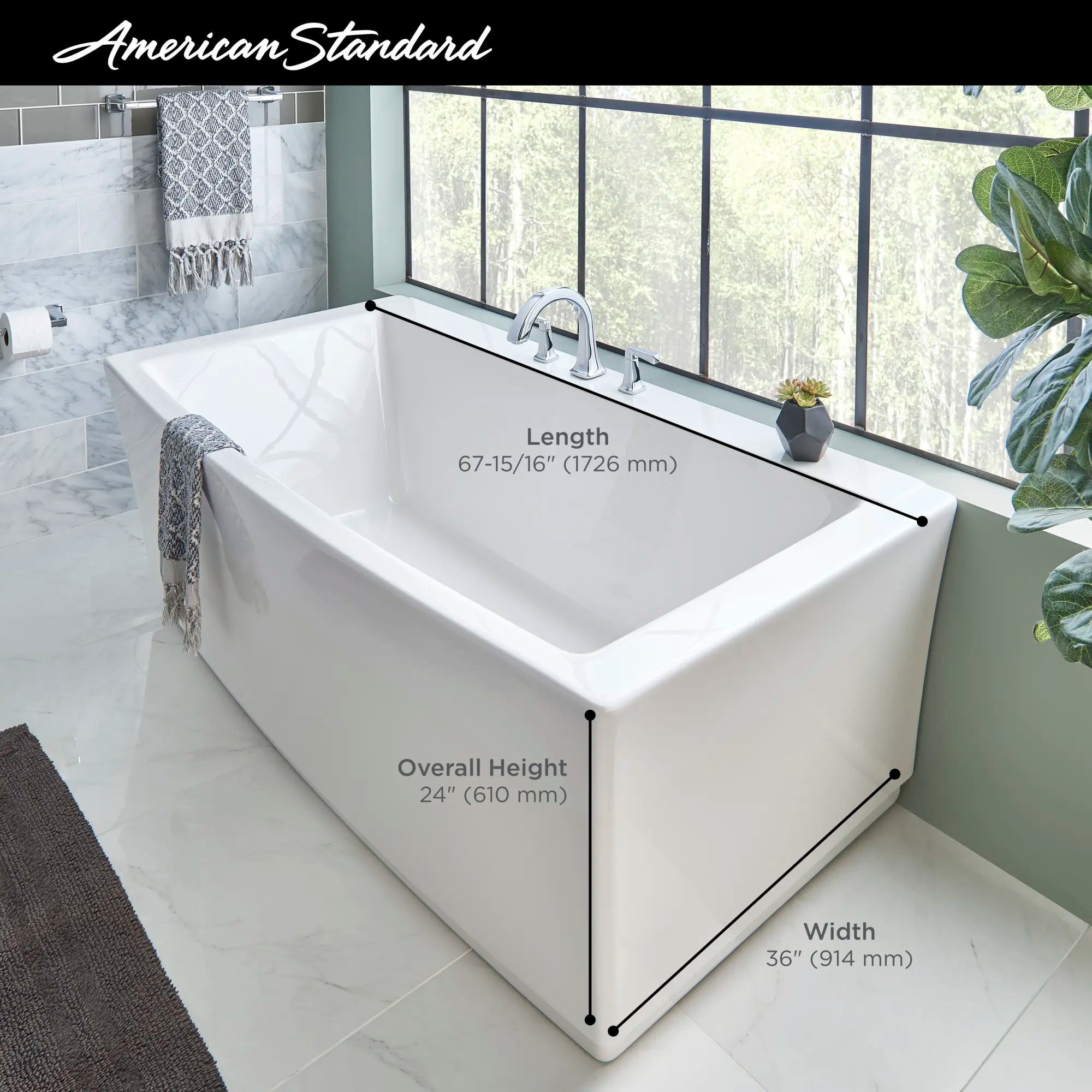 Baignoire autoportante Townsend® 68 x 36 po avec renvoi central // BLANC // 68197_2019_AS_Townsend_FST_Infographic_F1-3_0_CDNwebp.webp