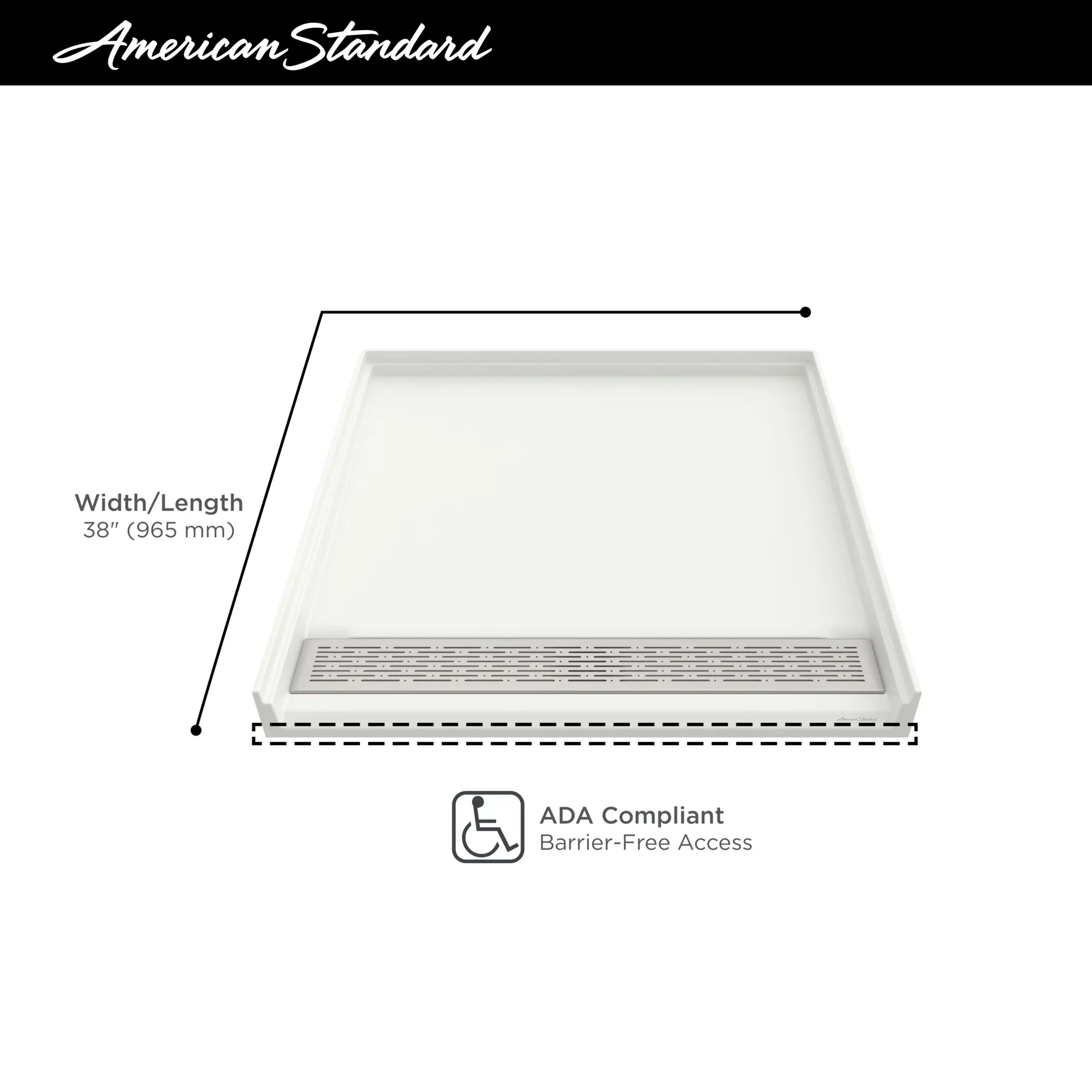 Base de douche Townsend® 38 x 38 po, à seuil unique, conforme à l'ADA et drain central // BLANC DOUX // 68210_2019_AS_Townsend_Shower_Bases_Infographics_F1-1_0_CDNwebp.webp