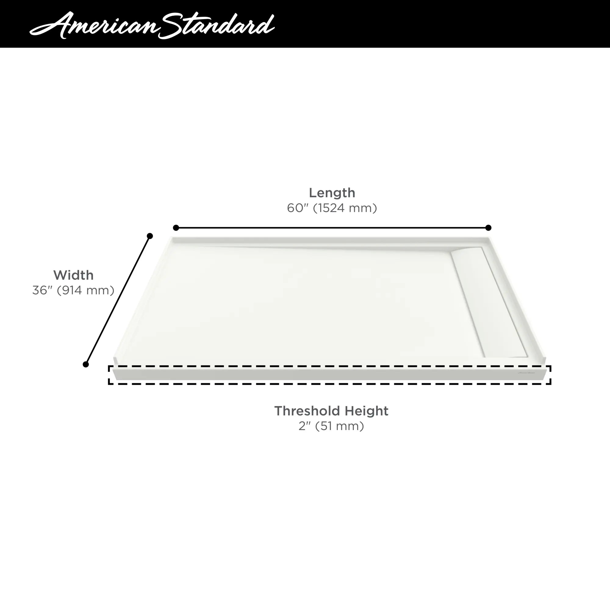Base de douche Townsend® 60 x 36 po à seuil unique et sortie à droite // 60 X 36 IN / RIGHT / BLANC DOUX // 68219_2019_AS_Townsend_Shower_Bases_Infographics_F1-9_0_CDNwebp.webp